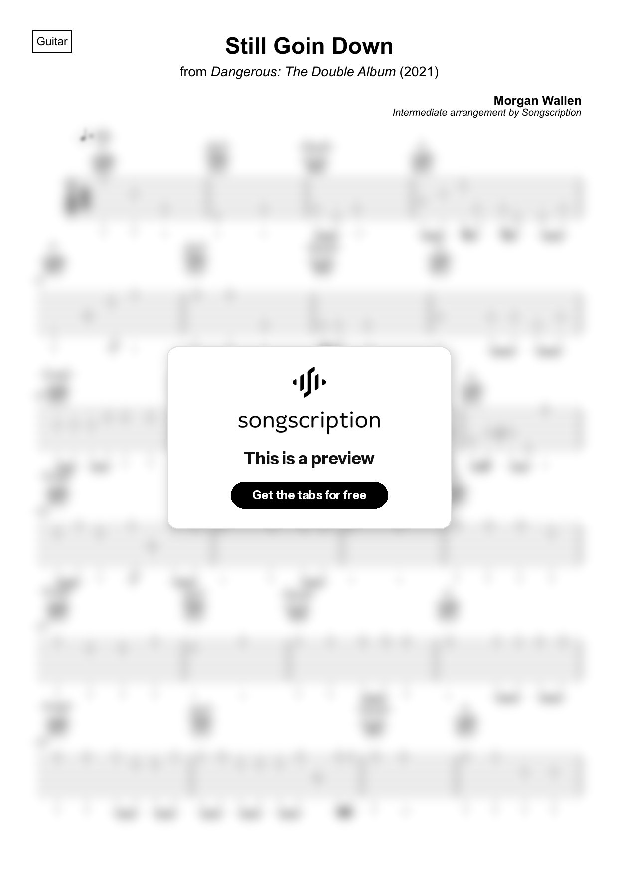 Intermediate Acoustic Guitar Tabs for "Still Goin Down" by Morgan Wallen