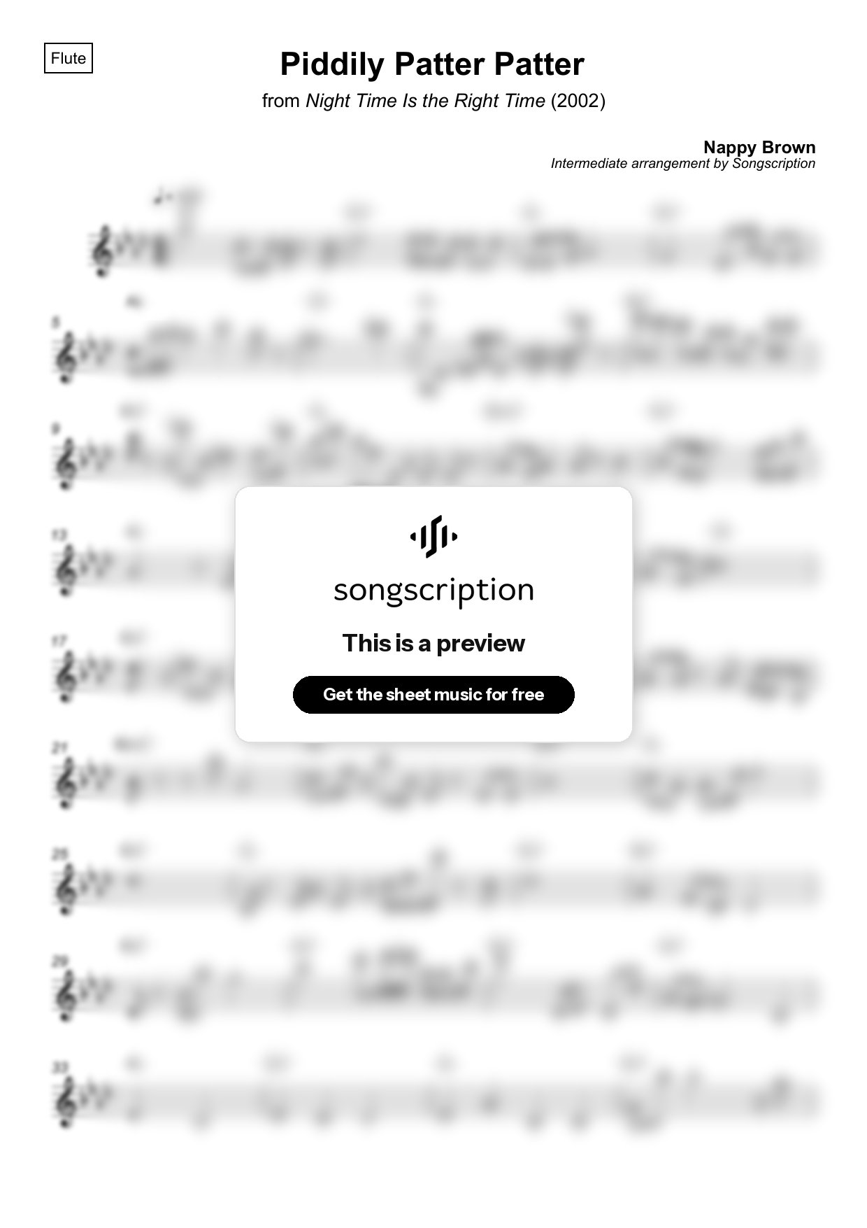 Intermediate Flute Sheet Music for "Piddily Patter Patter" by Nappy Brown