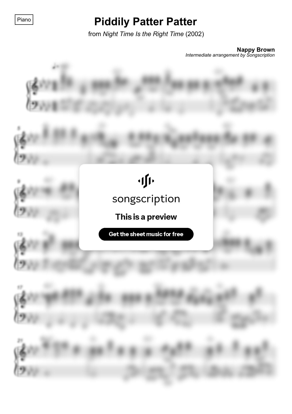 Intermediate Piano Sheet Music for "Piddily Patter Patter" by Nappy Brown