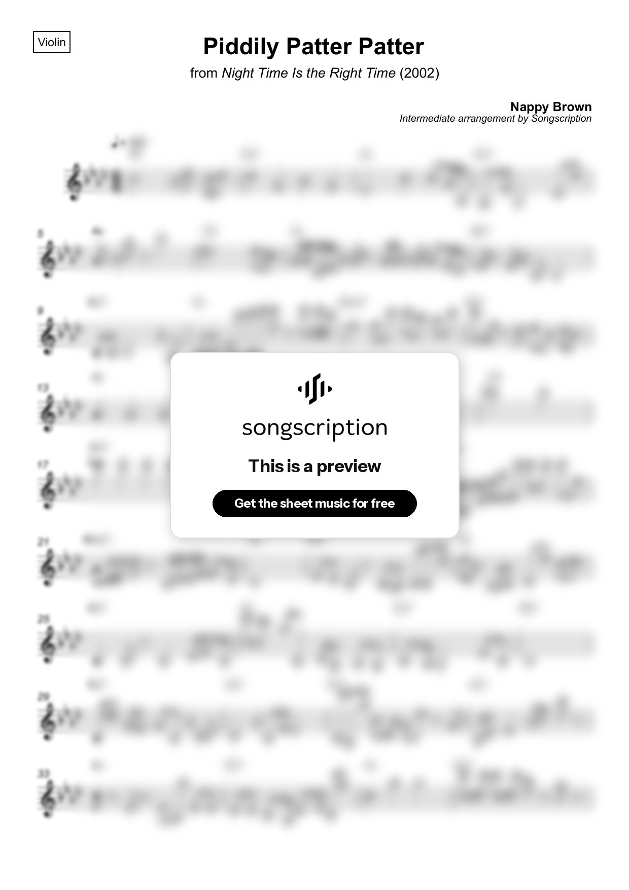 Intermediate Violin Sheet Music for "Piddily Patter Patter" by Nappy Brown