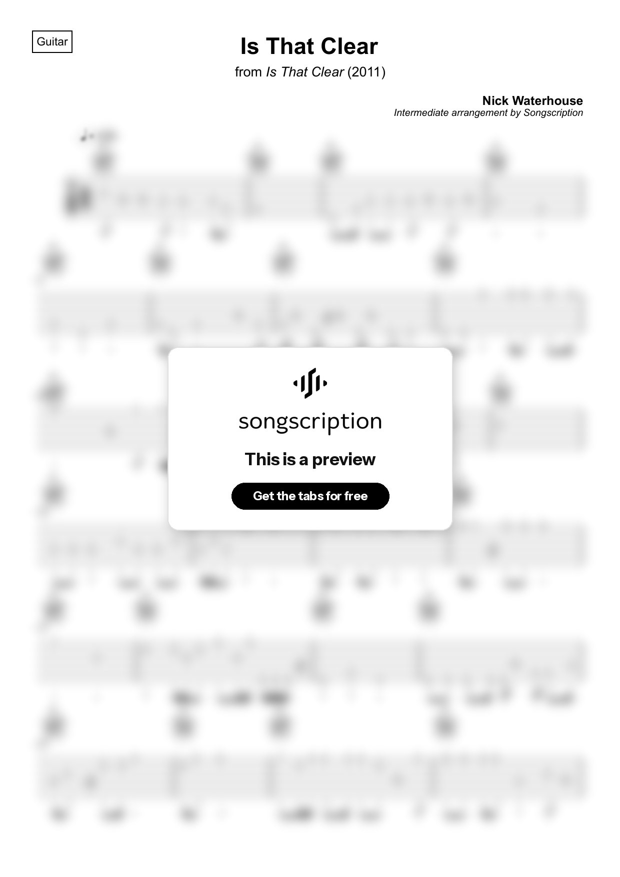 Intermediate Acoustic Guitar Tabs for "Is That Clear" by Nick Waterhouse