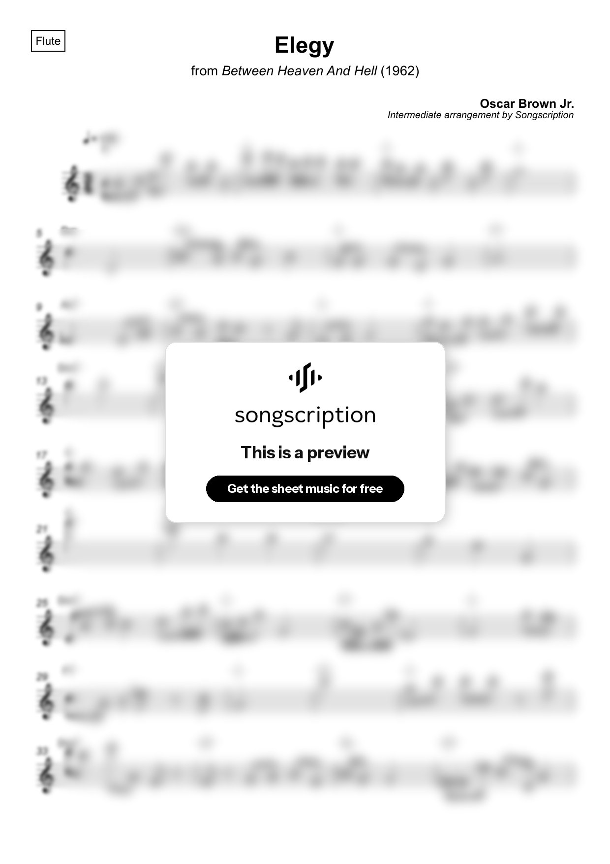 Intermediate Flute Sheet Music for "Elegy" by Oscar Brown Jr.