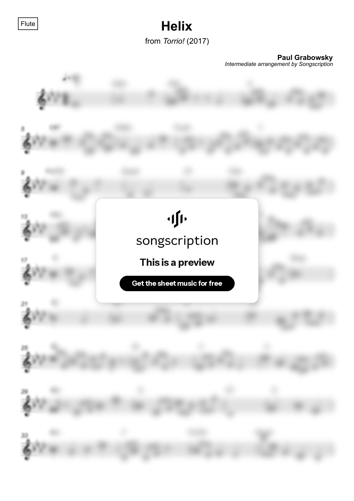 Intermediate Flute Sheet Music for "Helix" by Paul Grabowsky
