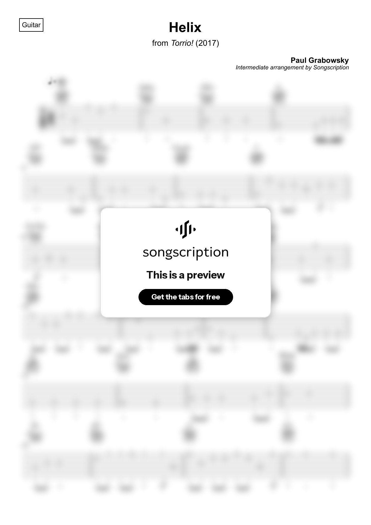 Intermediate Acoustic Guitar Tabs for "Helix" by Paul Grabowsky