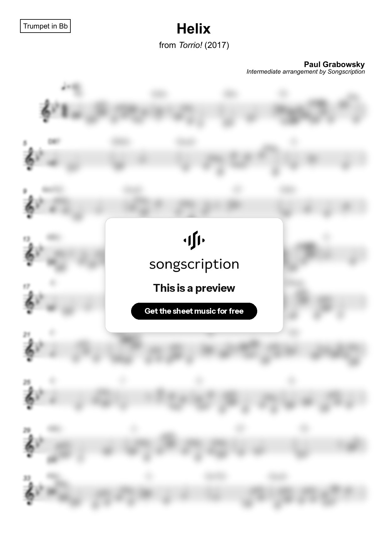 Intermediate Trumpet Sheet Music for "Helix" by Paul Grabowsky