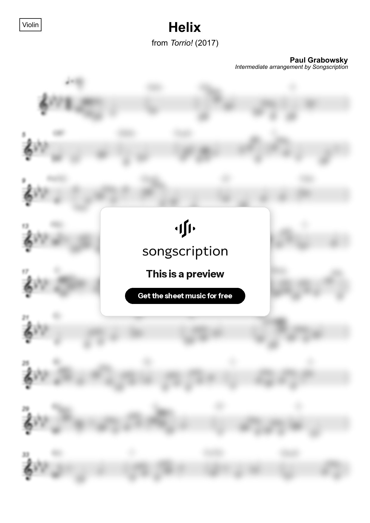 Intermediate Violin Sheet Music for "Helix" by Paul Grabowsky