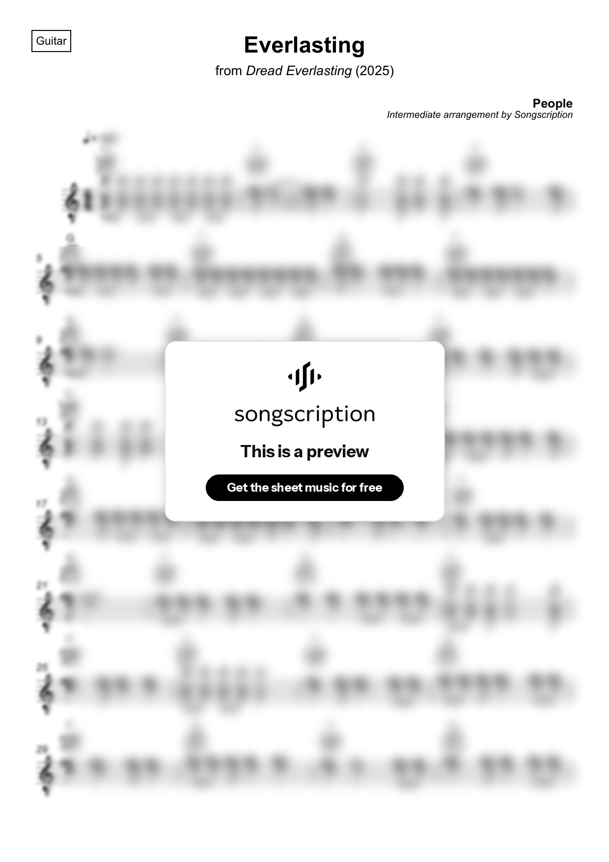 Intermediate Acoustic Guitar Sheet Music for "Everlasting" by People