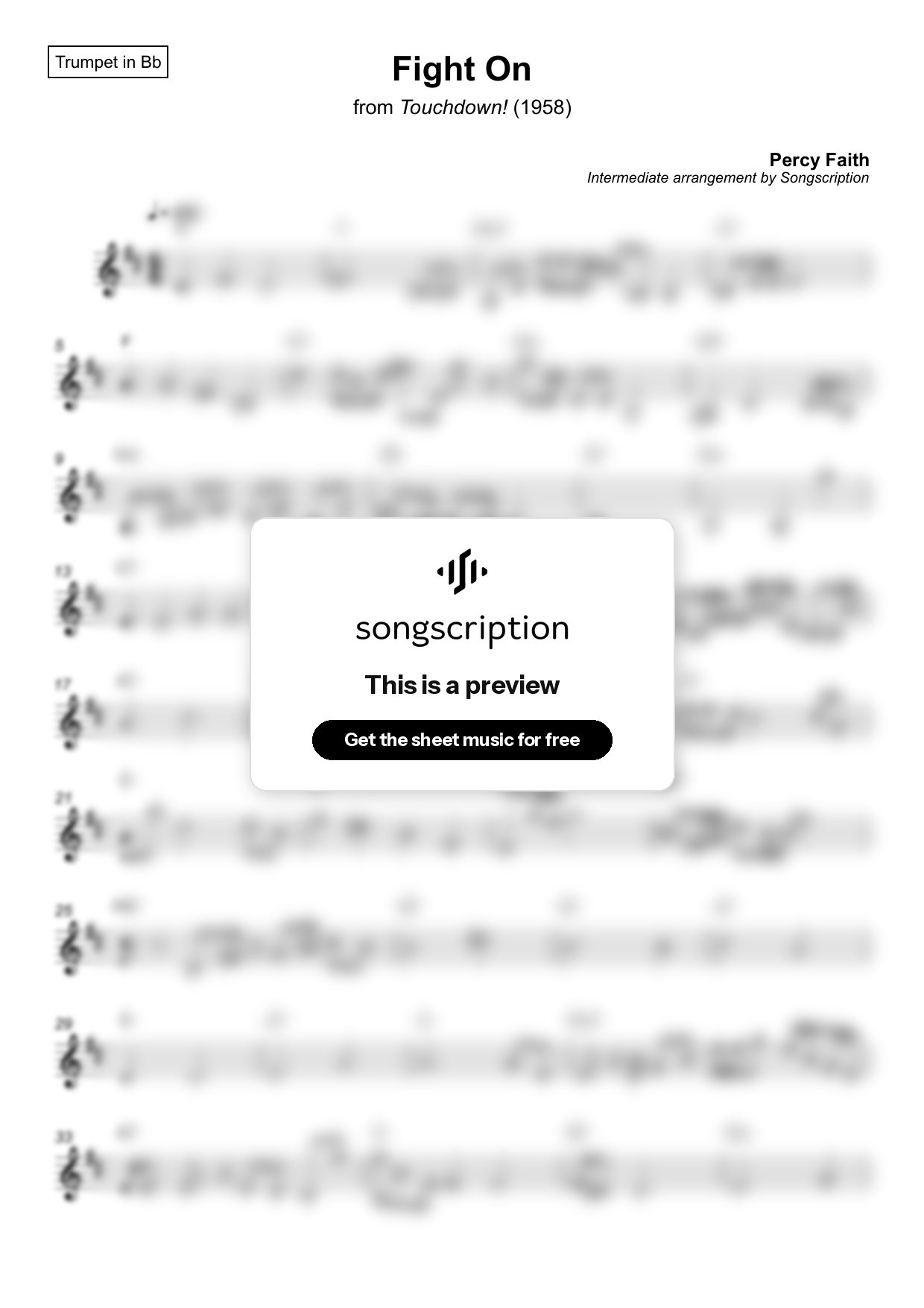 Intermediate Trumpet Sheet Music for "Fight On" by Percy Faith