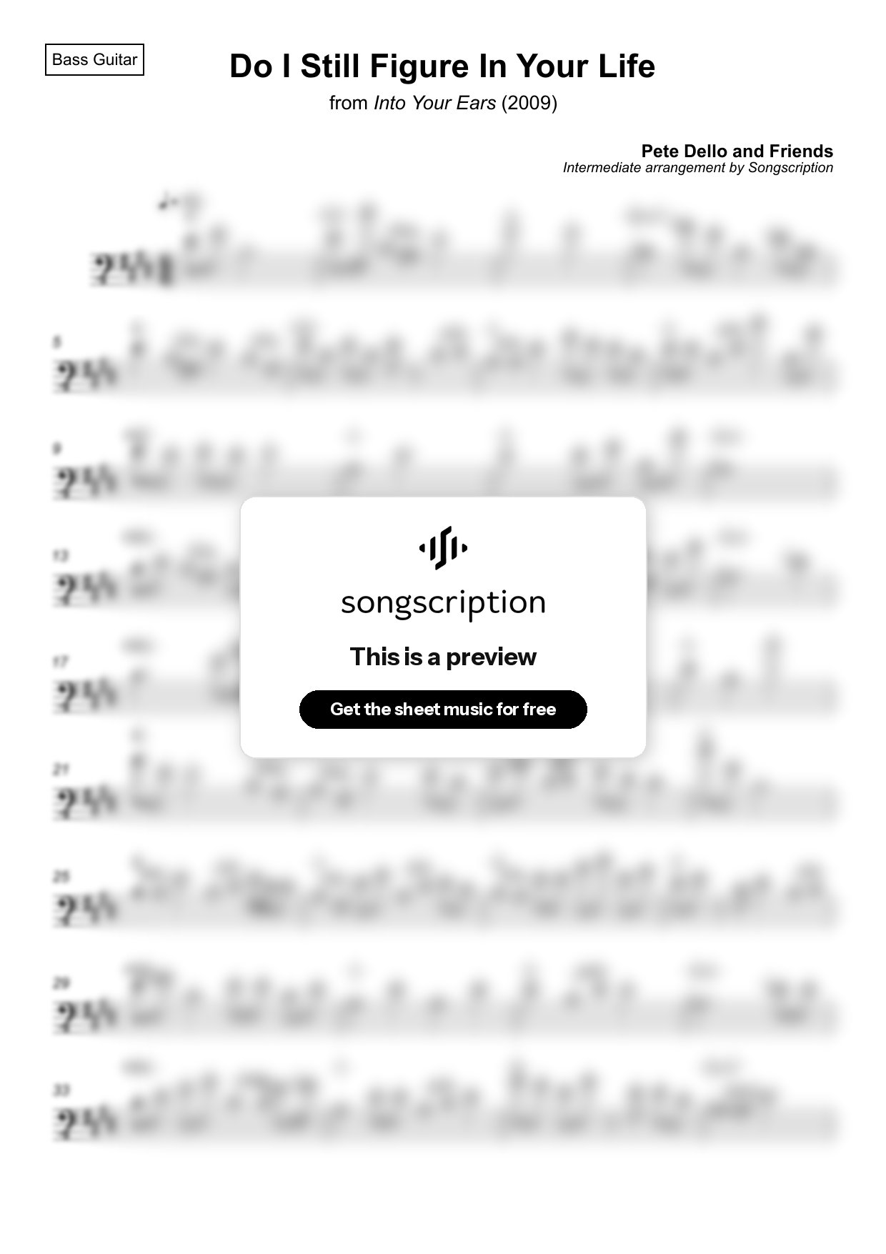 Intermediate Bass Guitar Sheet Music for "Do I Still Figure In Your Life" by Pete Dello and Friends