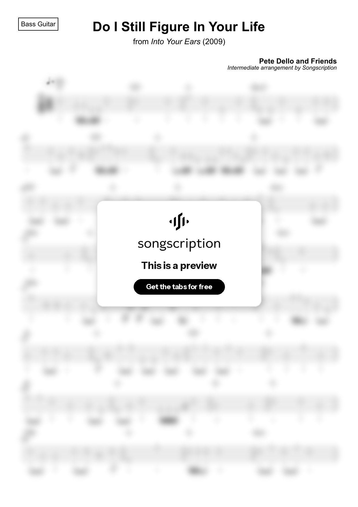 Intermediate Bass Guitar Tabs for "Do I Still Figure In Your Life" by Pete Dello and Friends