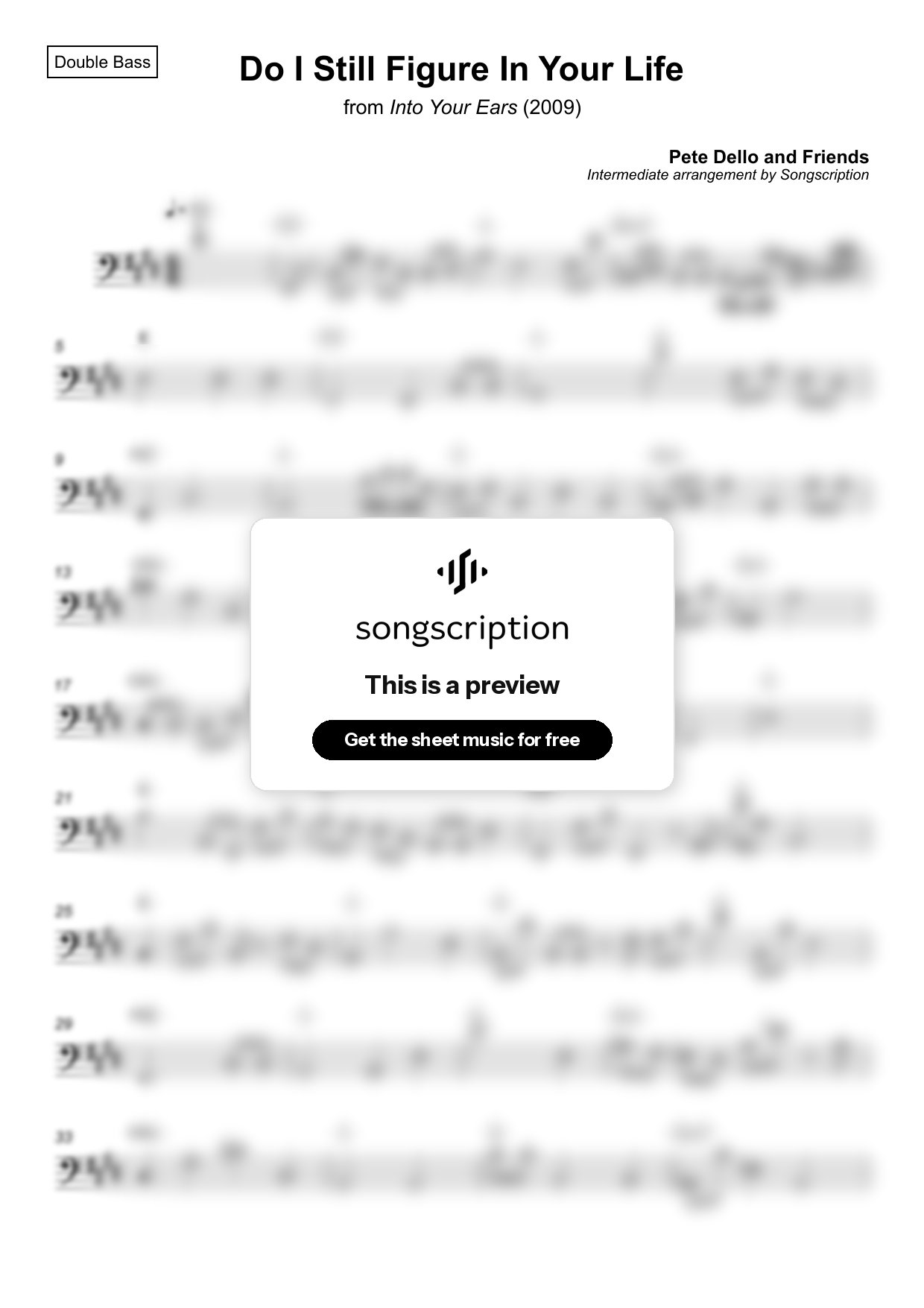 Intermediate Double Bass Sheet Music for "Do I Still Figure In Your Life" by Pete Dello and Friends