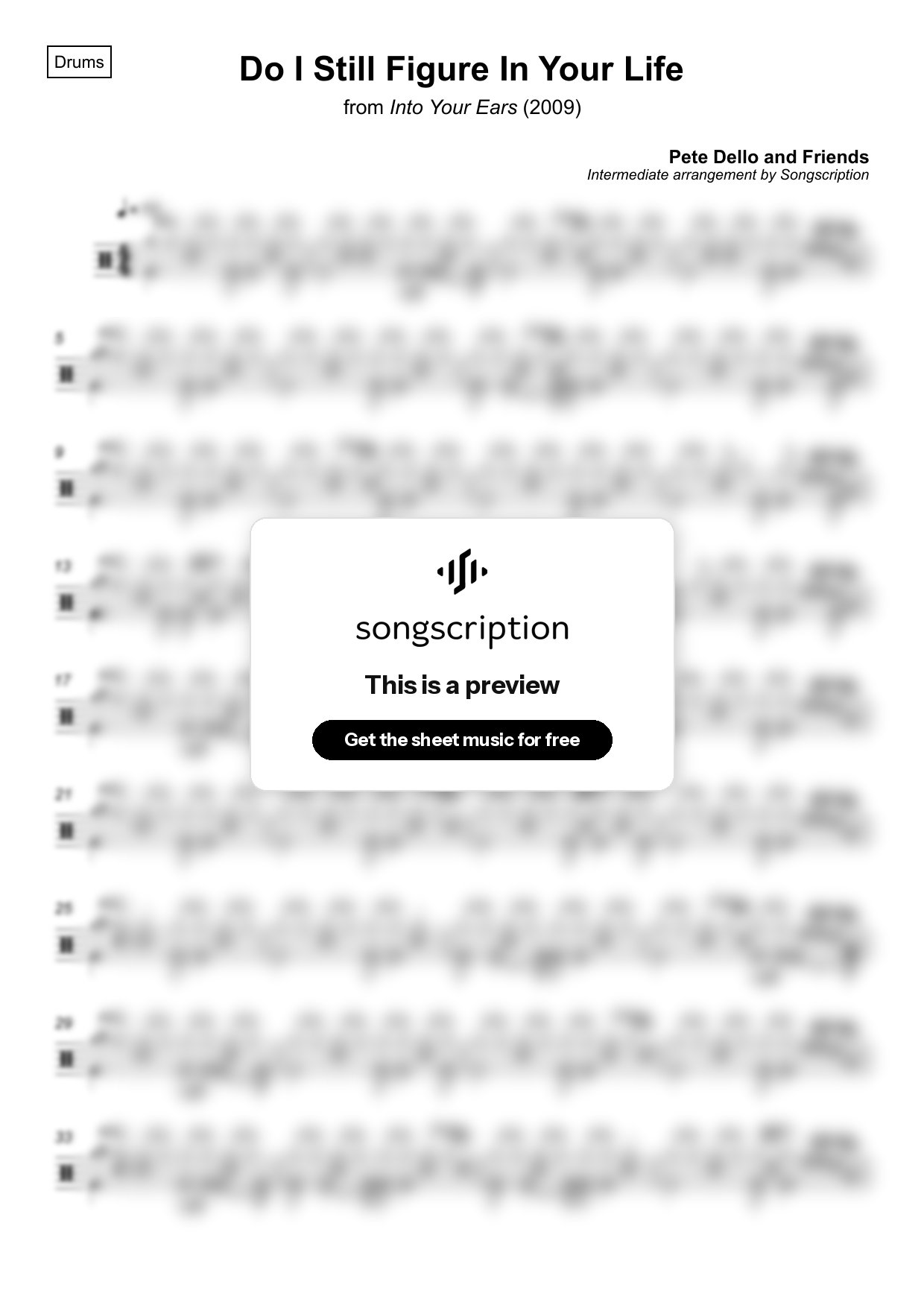 Intermediate Drums Sheet Music for "Do I Still Figure In Your Life" by Pete Dello and Friends