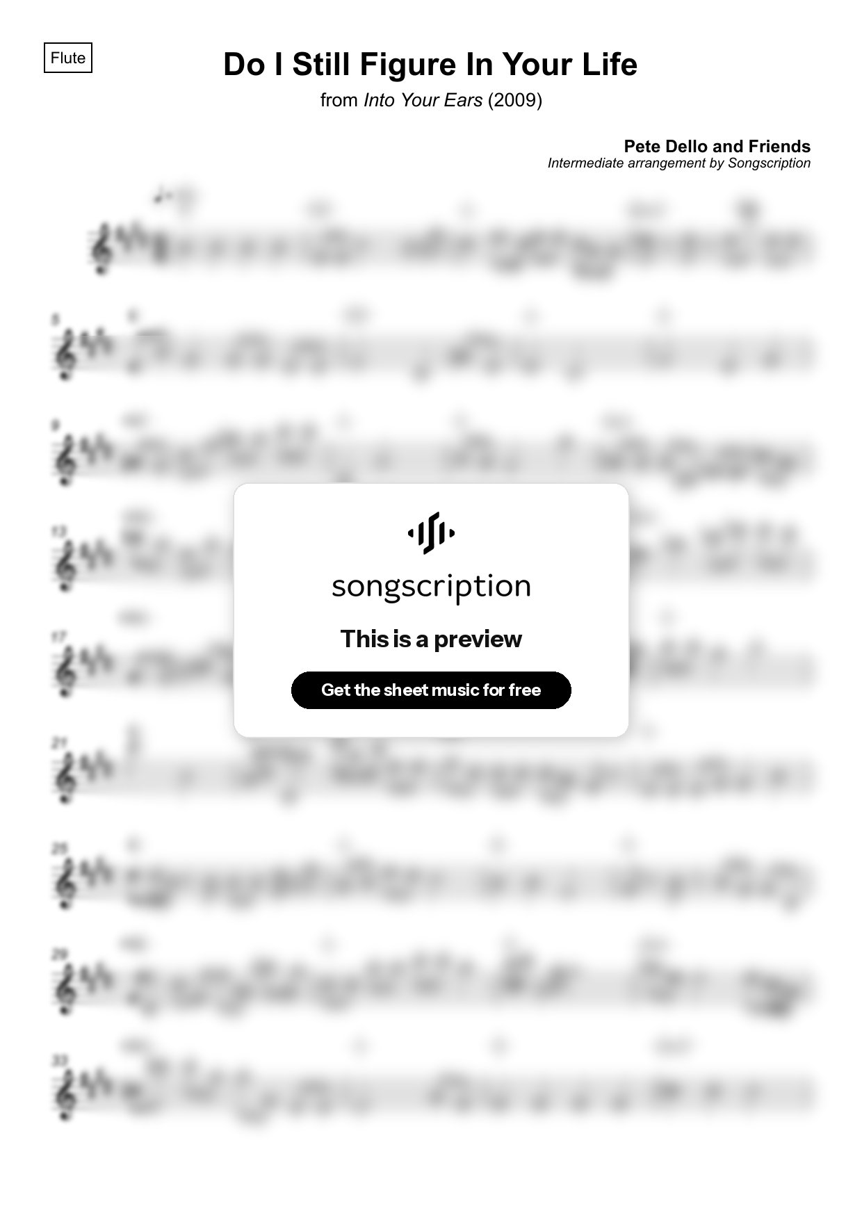 Intermediate Flute Sheet Music for "Do I Still Figure In Your Life" by Pete Dello and Friends
