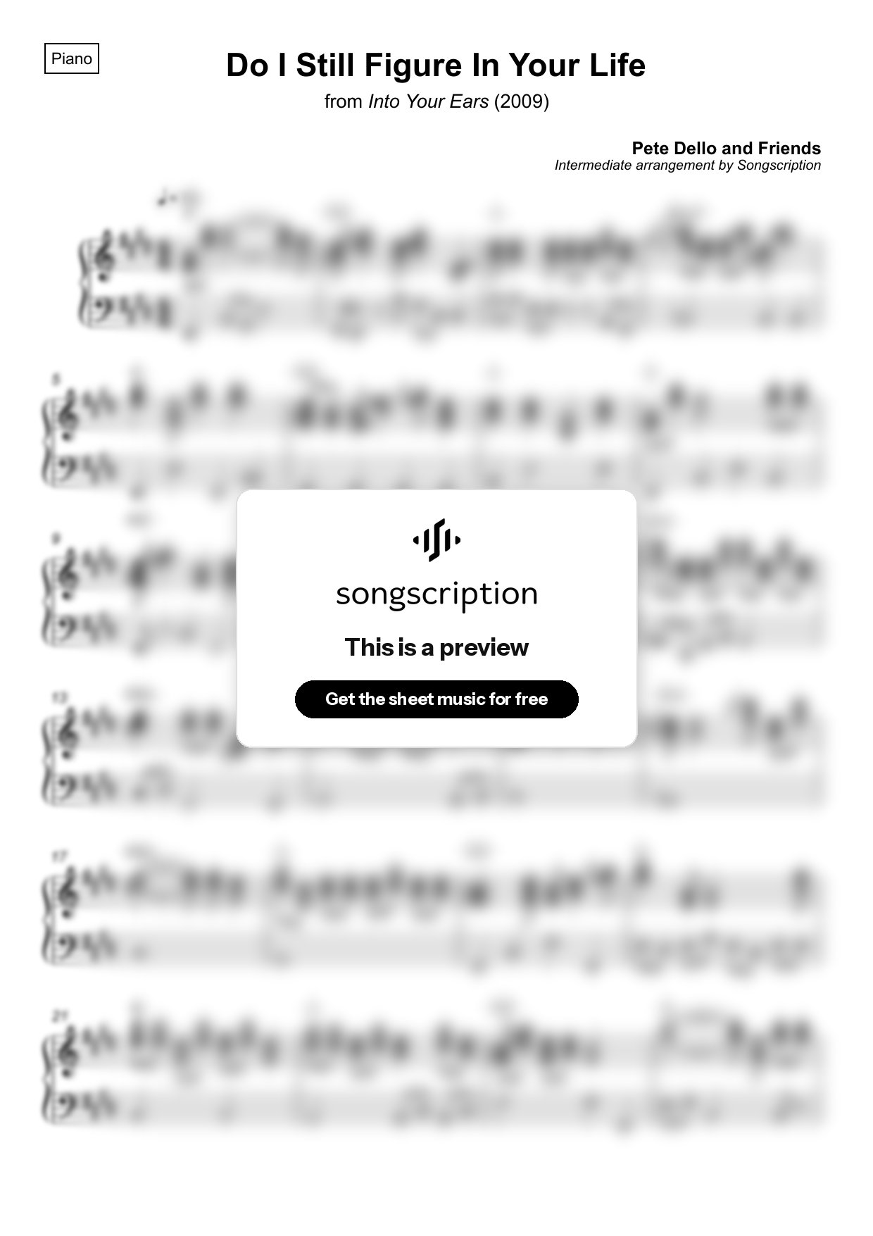 Intermediate Piano Sheet Music for "Do I Still Figure In Your Life" by Pete Dello and Friends