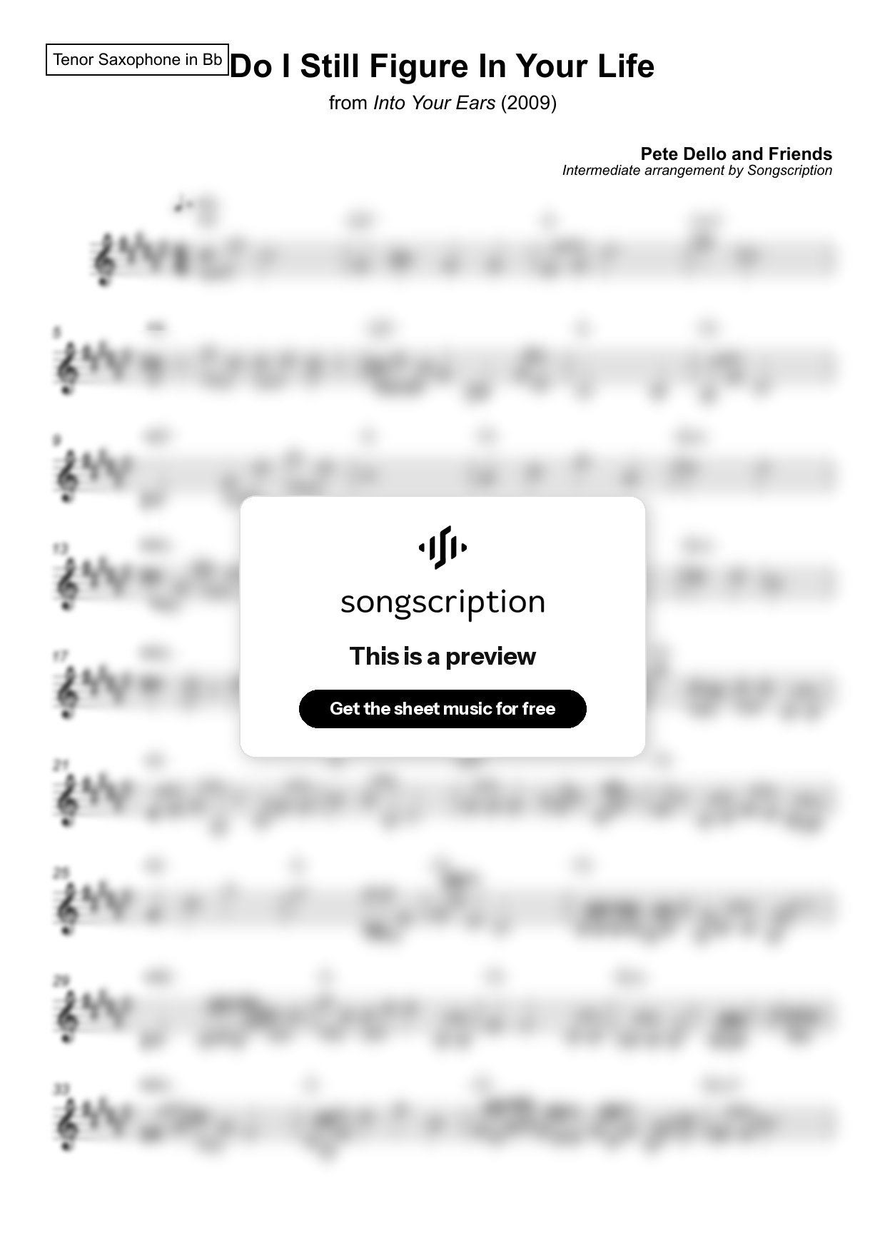 Intermediate Tenor Sax Sheet Music for "Do I Still Figure In Your Life" by Pete Dello and Friends