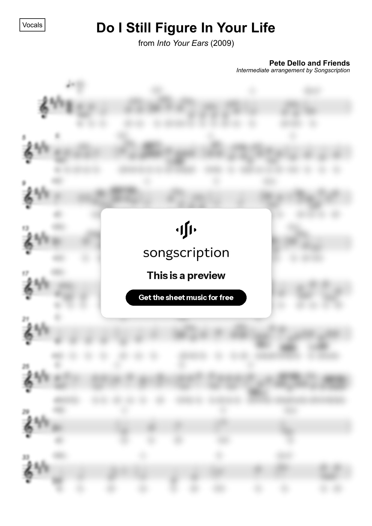 Intermediate Vocals Sheet Music for "Do I Still Figure In Your Life" by Pete Dello and Friends