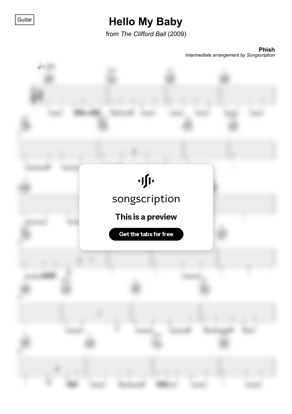 Intermediate Acoustic Guitar Tabs for "Hello My Baby" by Phish
