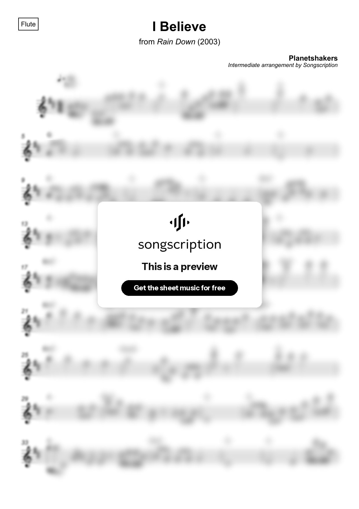 Intermediate Flute Sheet Music for "I Believe" by Planetshakers
