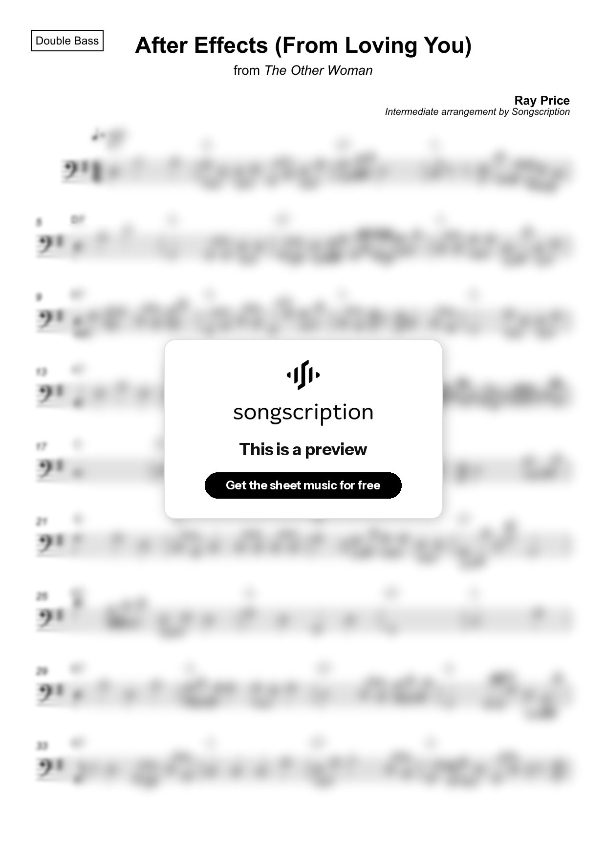 Intermediate Double Bass Sheet Music for "After Effects (From Loving You)" by Ray Price