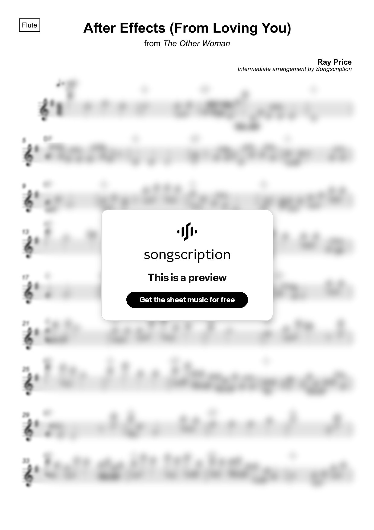 Intermediate Flute Sheet Music for "After Effects (From Loving You)" by Ray Price