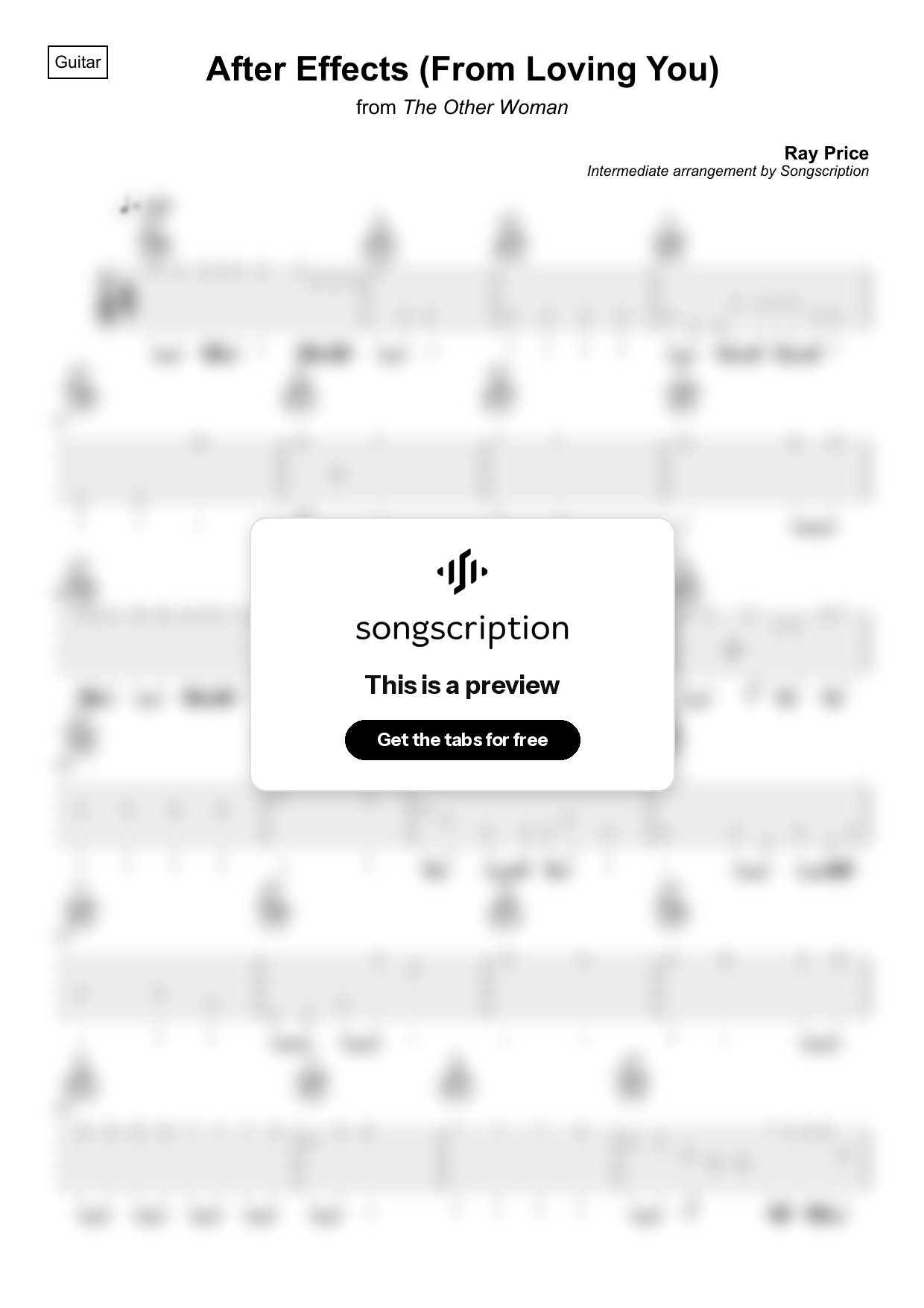 Intermediate Acoustic Guitar Tabs for "After Effects (From Loving You)" by Ray Price