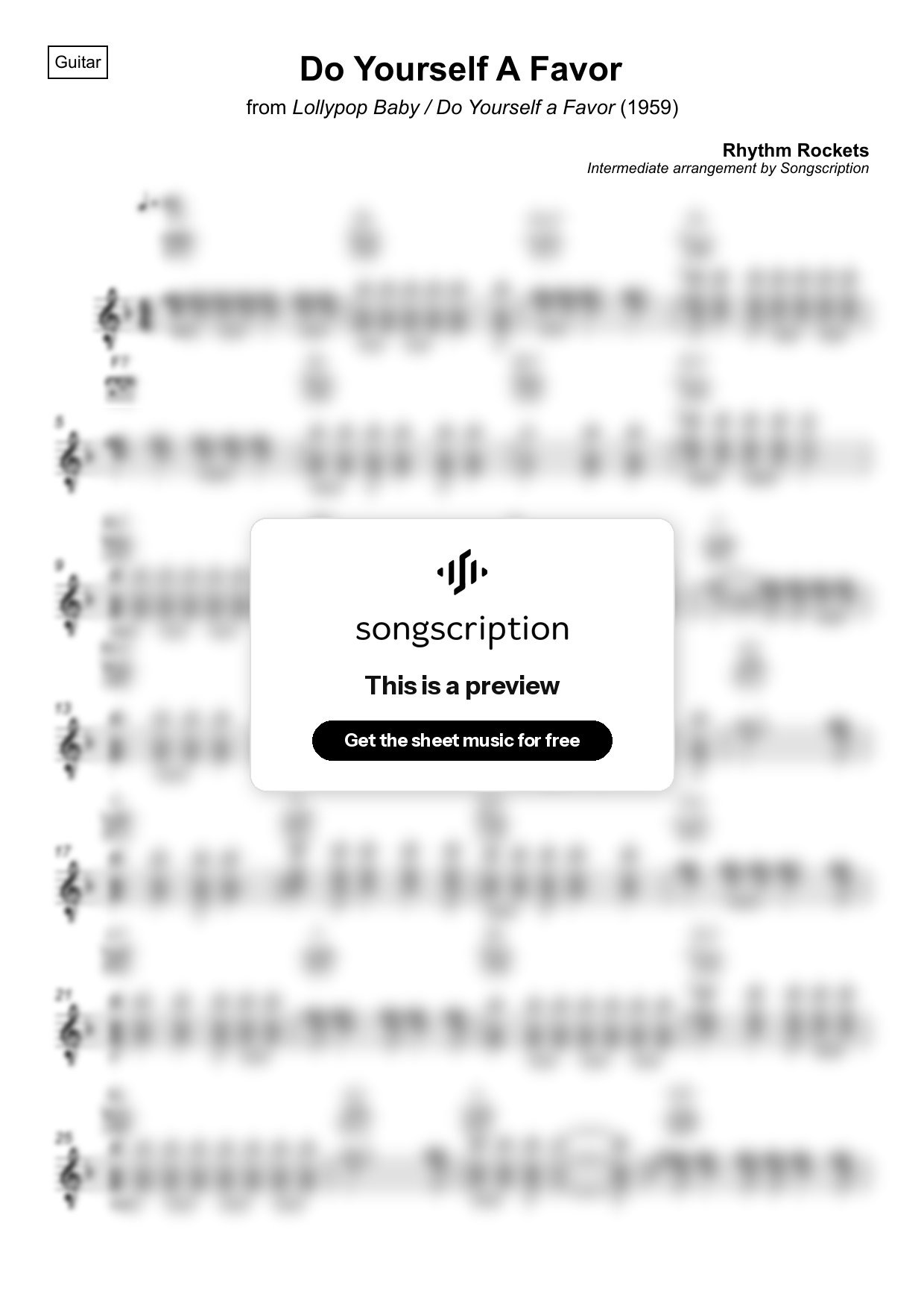 Intermediate Acoustic Guitar Sheet Music for "Do Yourself A Favor" by Rhythm Rockets