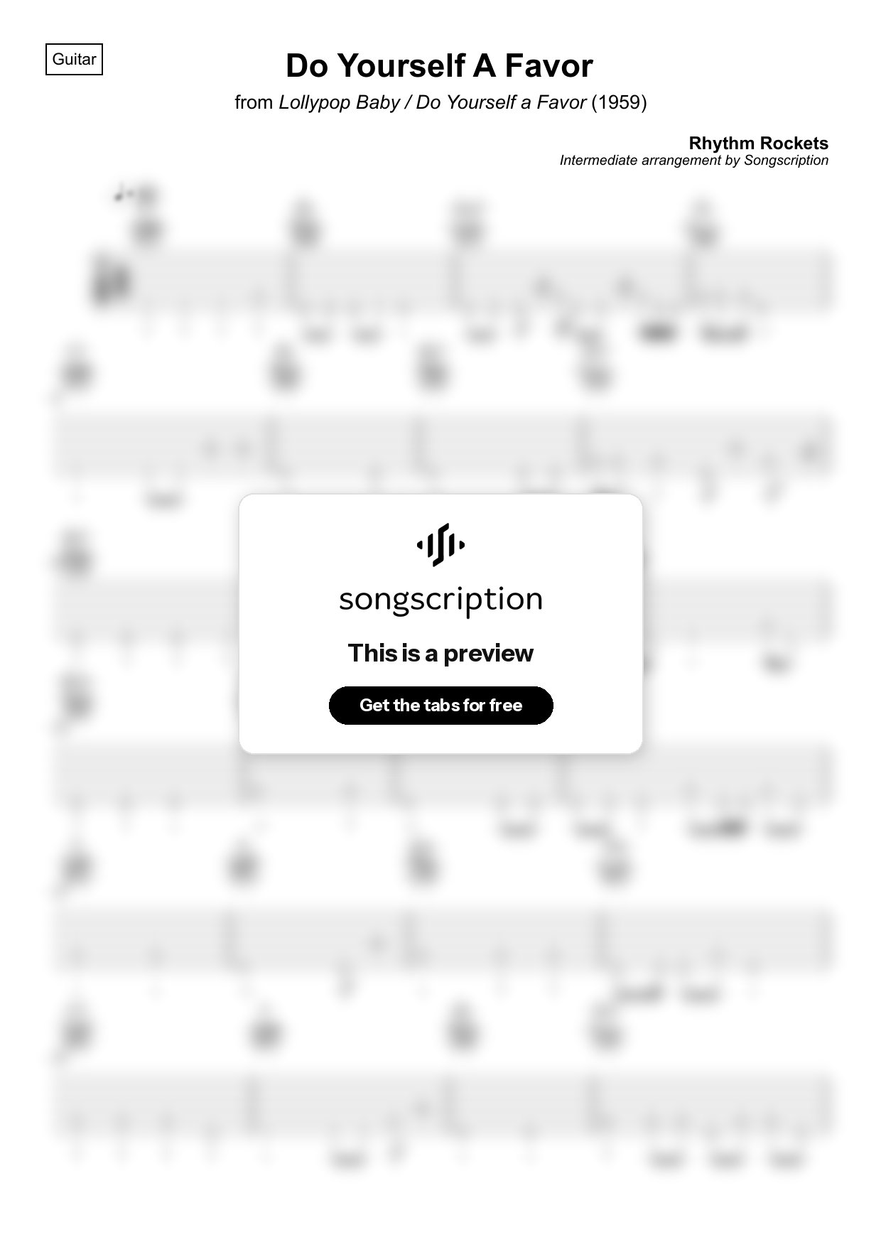Intermediate Acoustic Guitar Tabs for "Do Yourself A Favor" by Rhythm Rockets