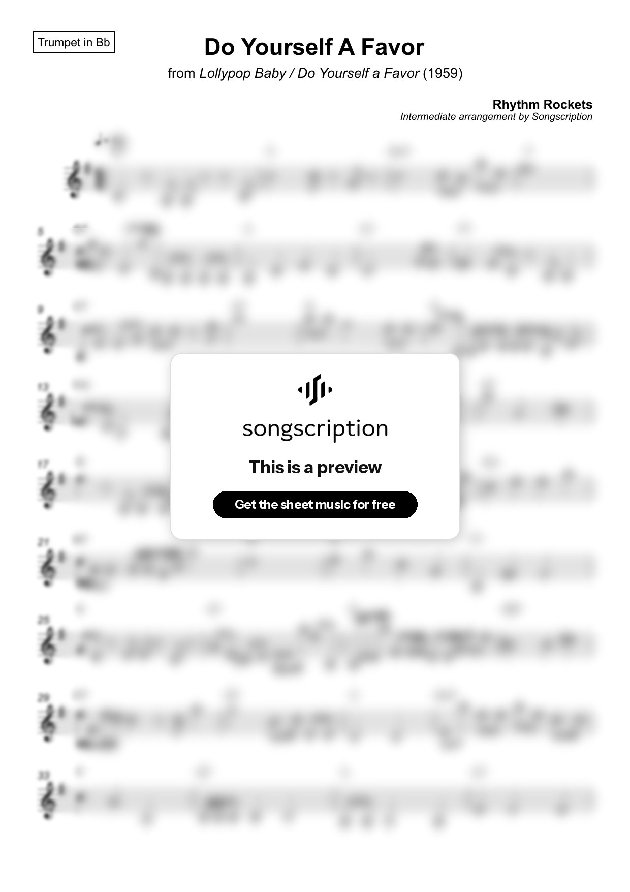 Intermediate Trumpet Sheet Music for "Do Yourself A Favor" by Rhythm Rockets