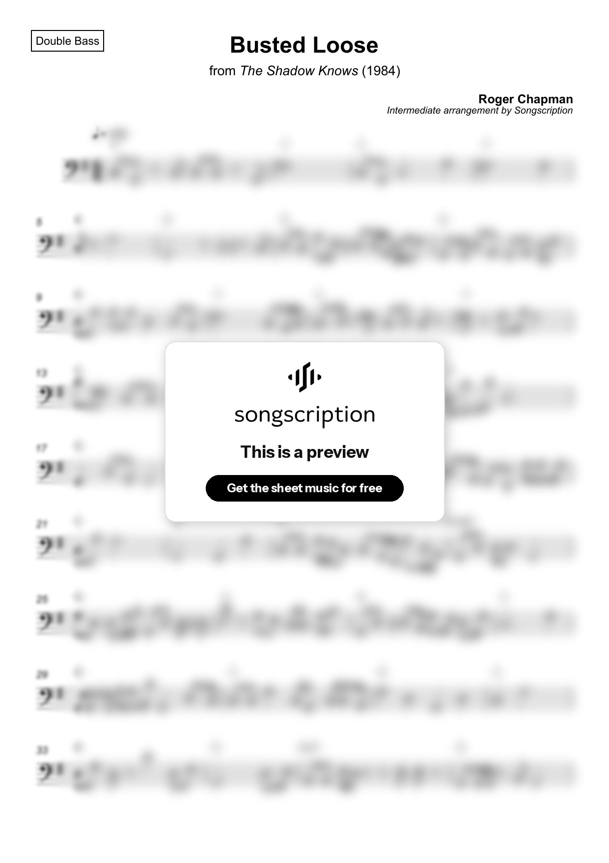Intermediate Double Bass Sheet Music for "Busted Loose" by Roger Chapman