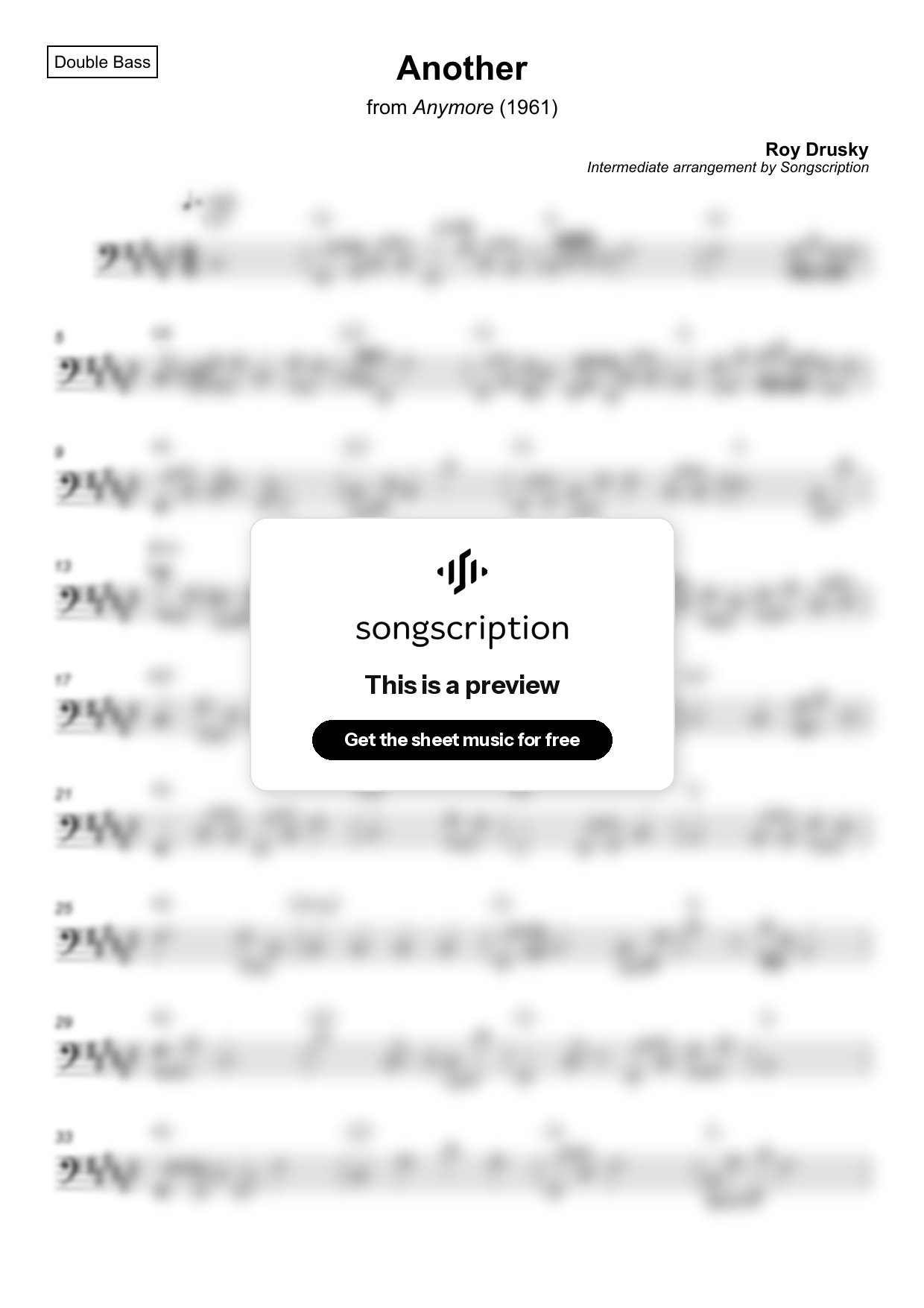 Intermediate Double Bass Sheet Music for "Another" by Roy Drusky