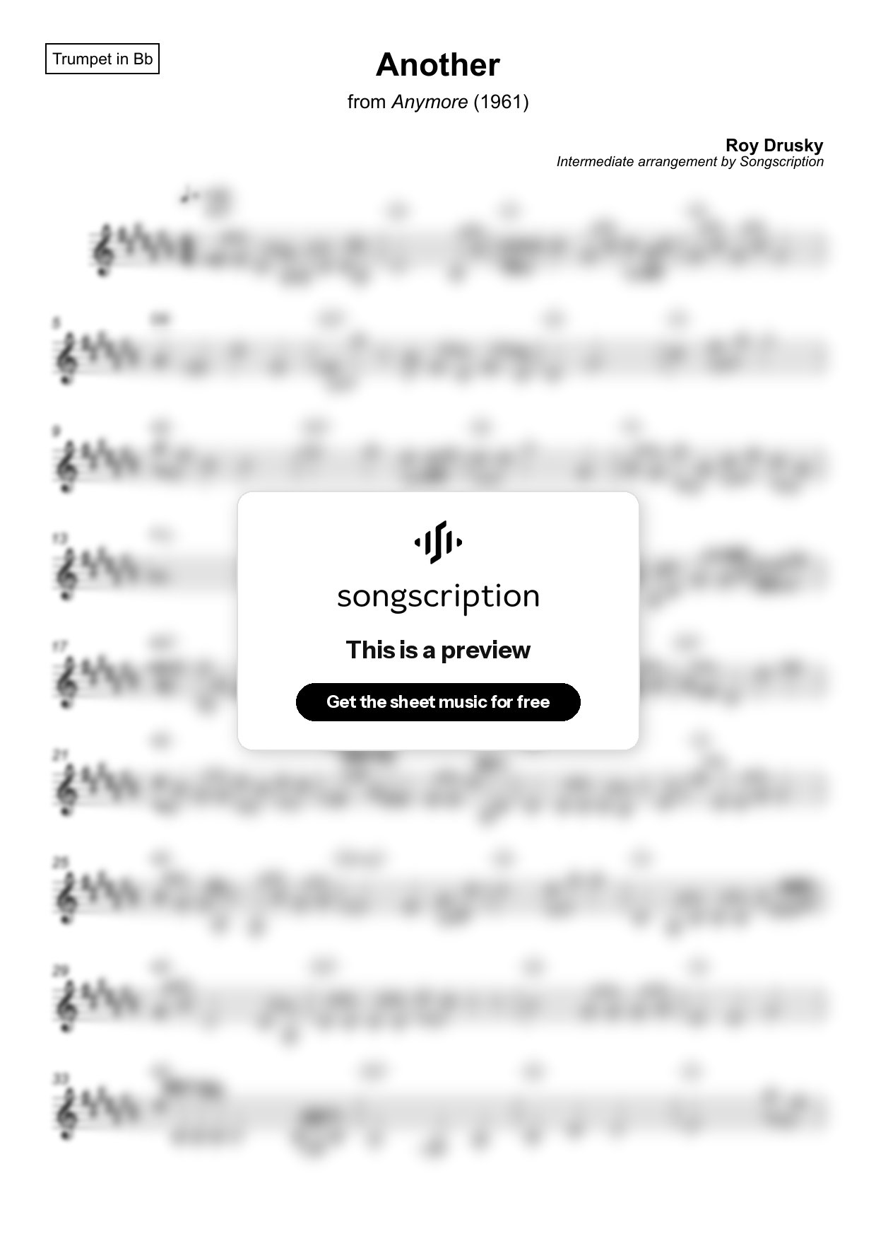 Intermediate Trumpet Sheet Music for "Another" by Roy Drusky
