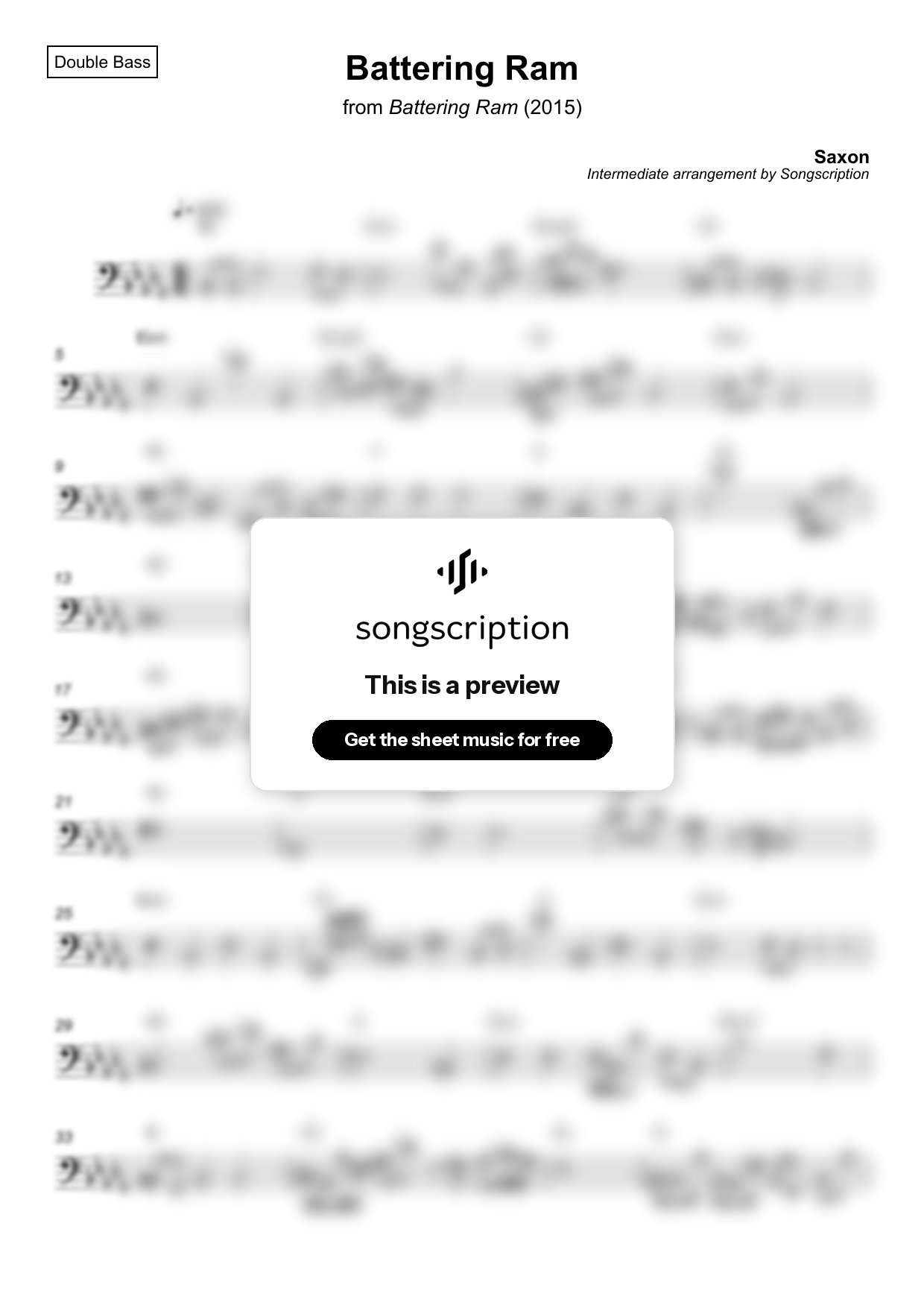 Intermediate Double Bass Sheet Music for "Battering Ram" by Saxon