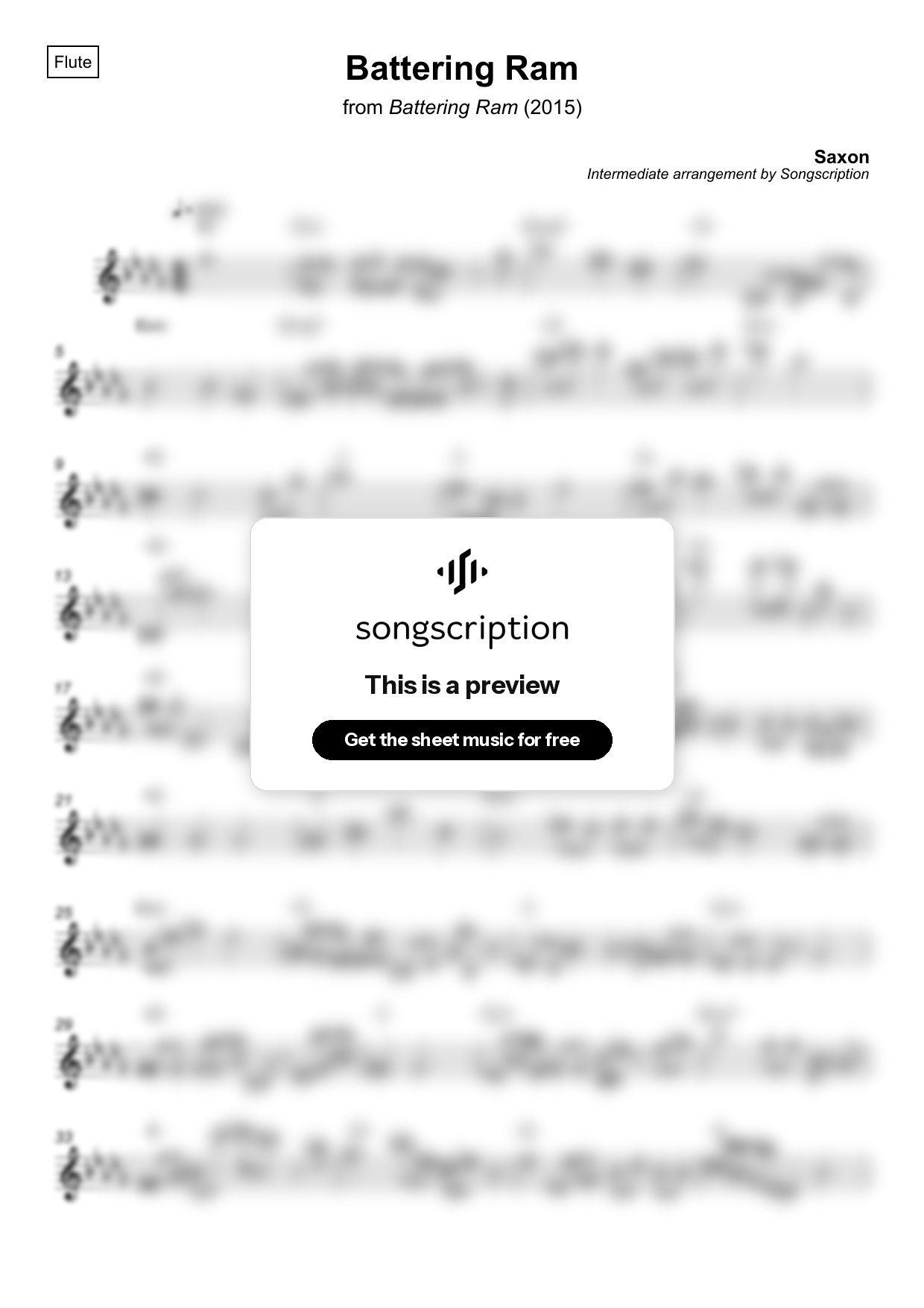 Intermediate Flute Sheet Music for "Battering Ram" by Saxon