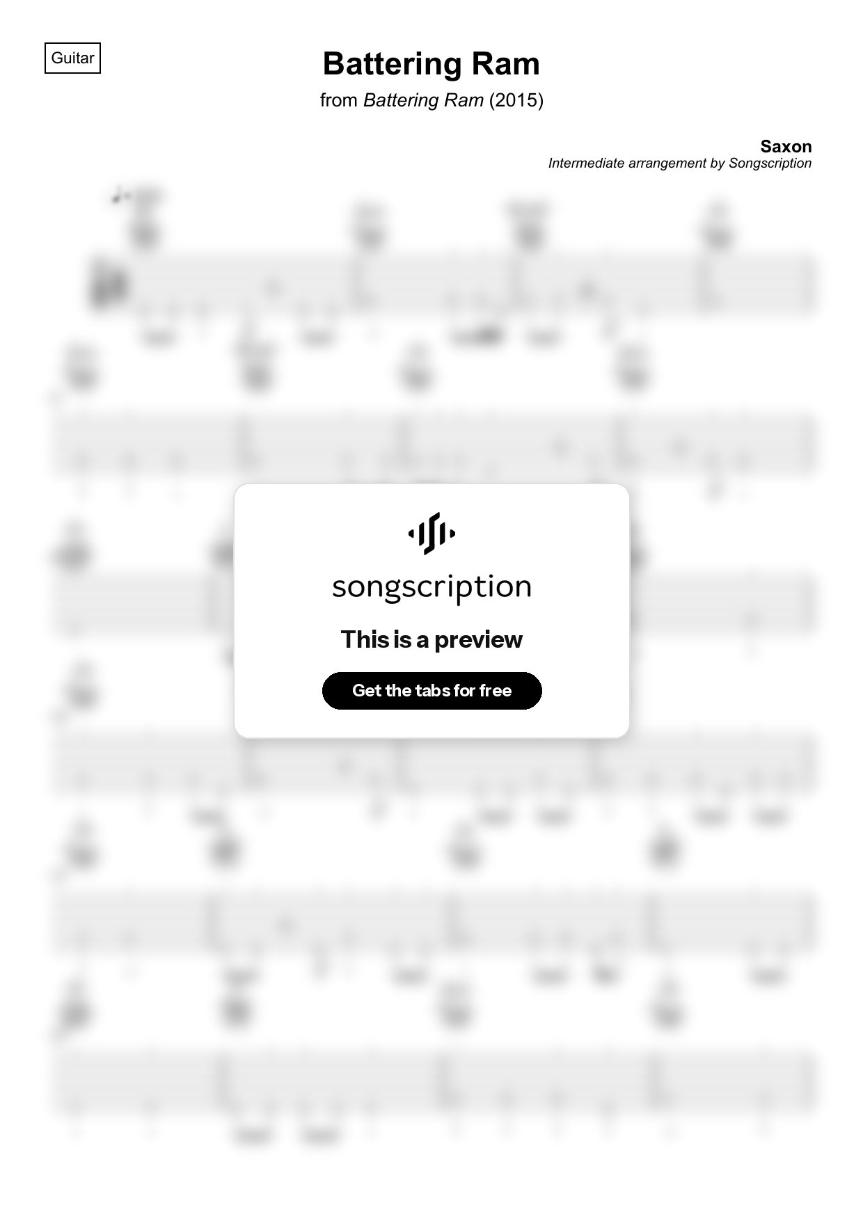 Intermediate Acoustic Guitar Tabs for "Battering Ram" by Saxon