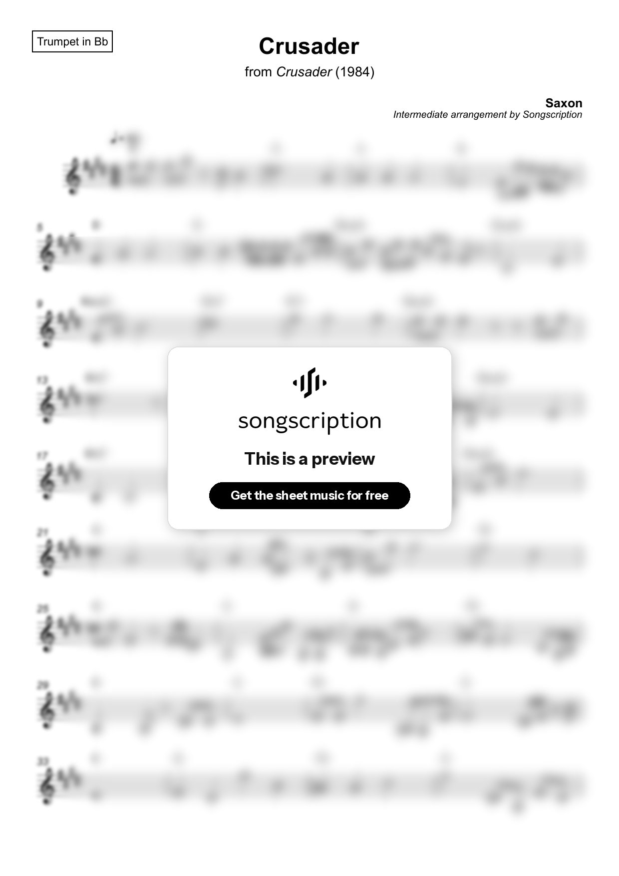 Intermediate Trumpet Sheet Music for "Crusader" by Saxon