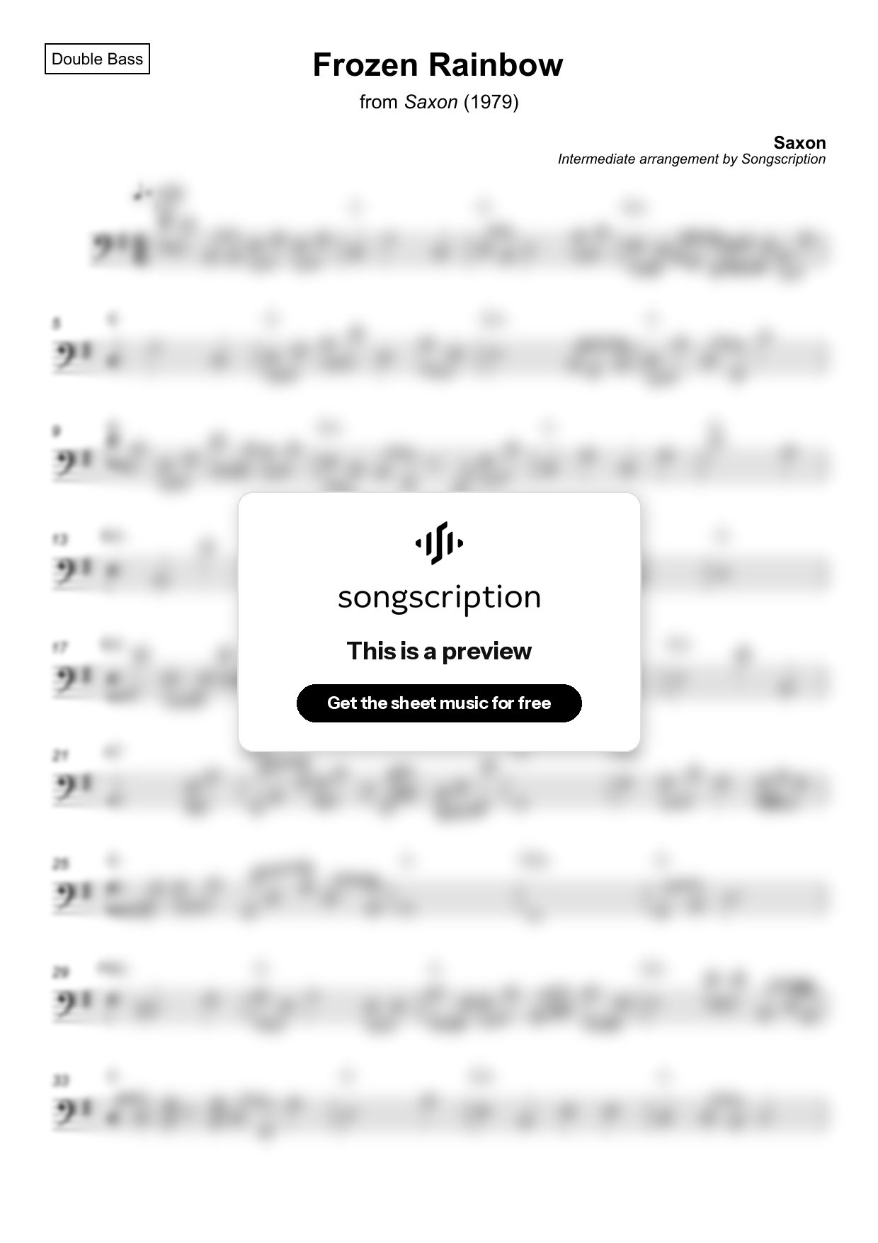 Intermediate Double Bass Sheet Music for "Frozen Rainbow" by Saxon