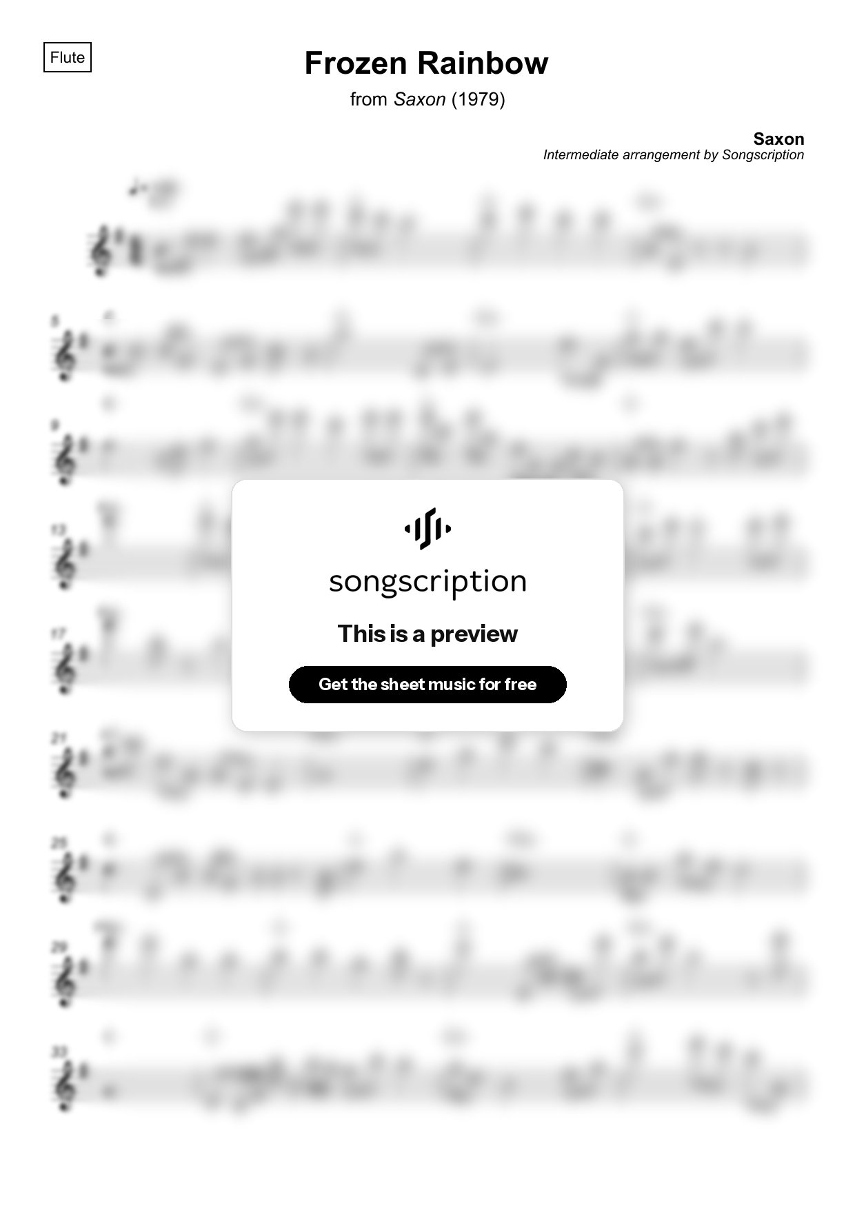 Intermediate Flute Sheet Music for "Frozen Rainbow" by Saxon