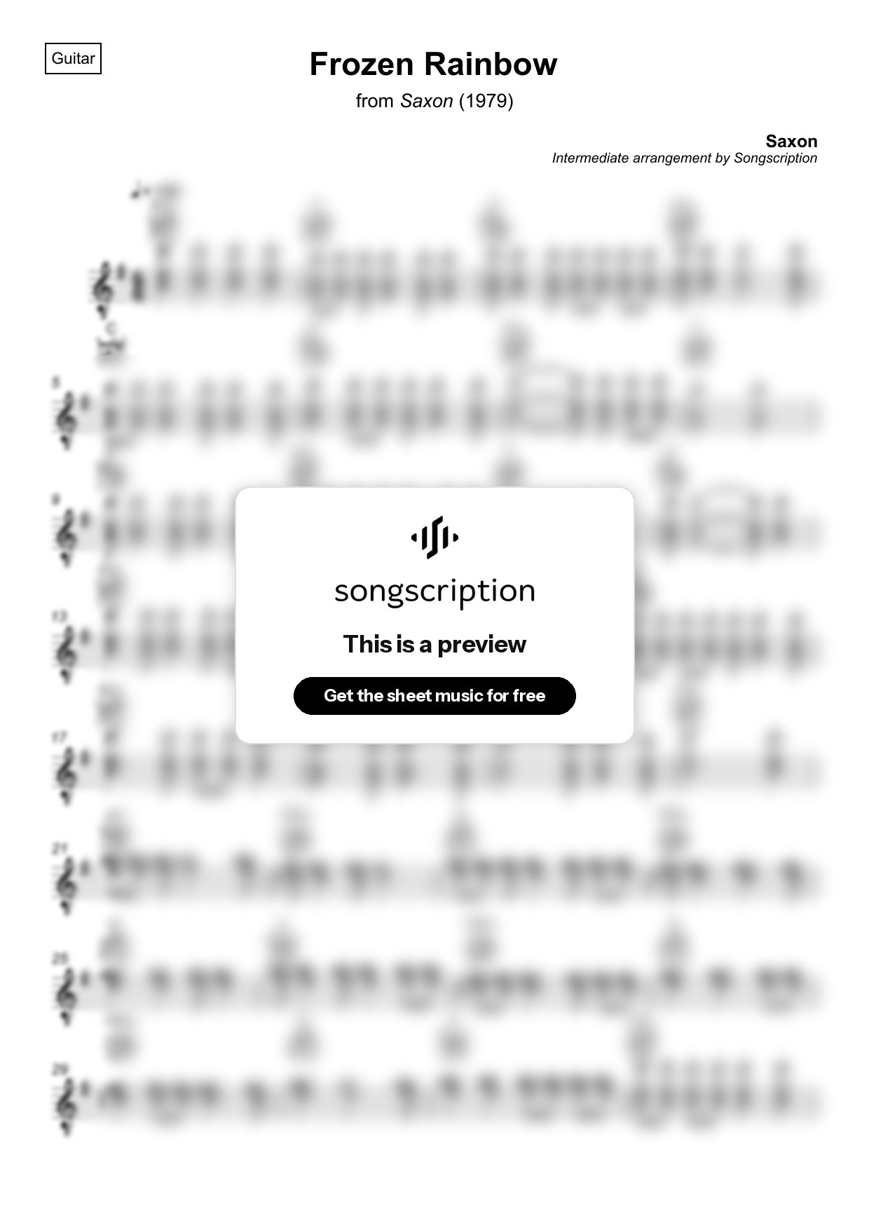 Intermediate Acoustic Guitar Sheet Music for "Frozen Rainbow" by Saxon