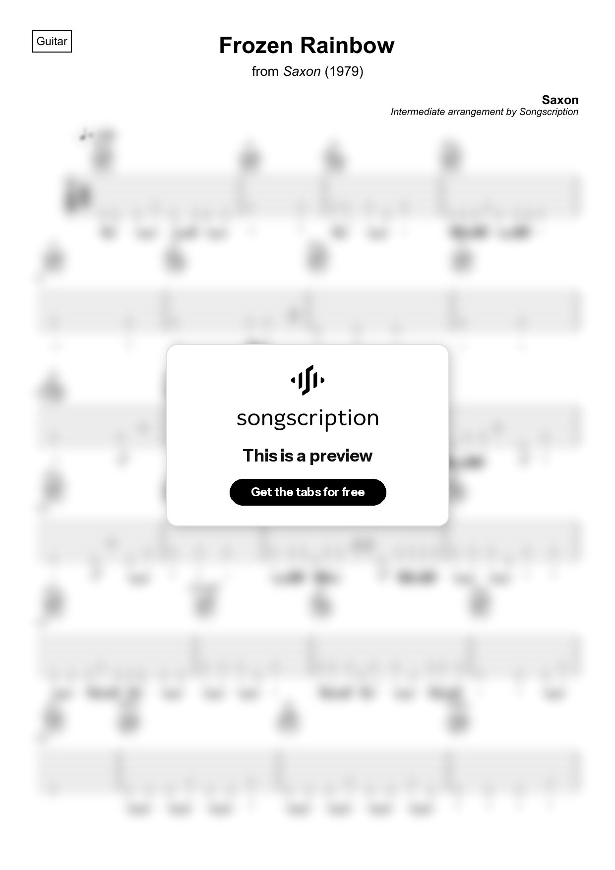 Intermediate Acoustic Guitar Tabs for "Frozen Rainbow" by Saxon
