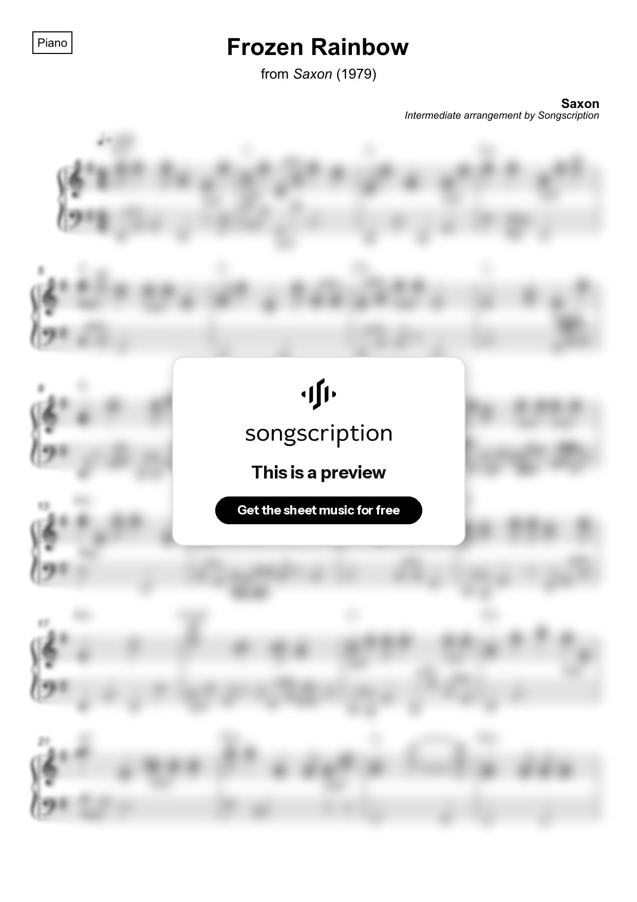 Intermediate Piano Sheet Music for "Frozen Rainbow" by Saxon