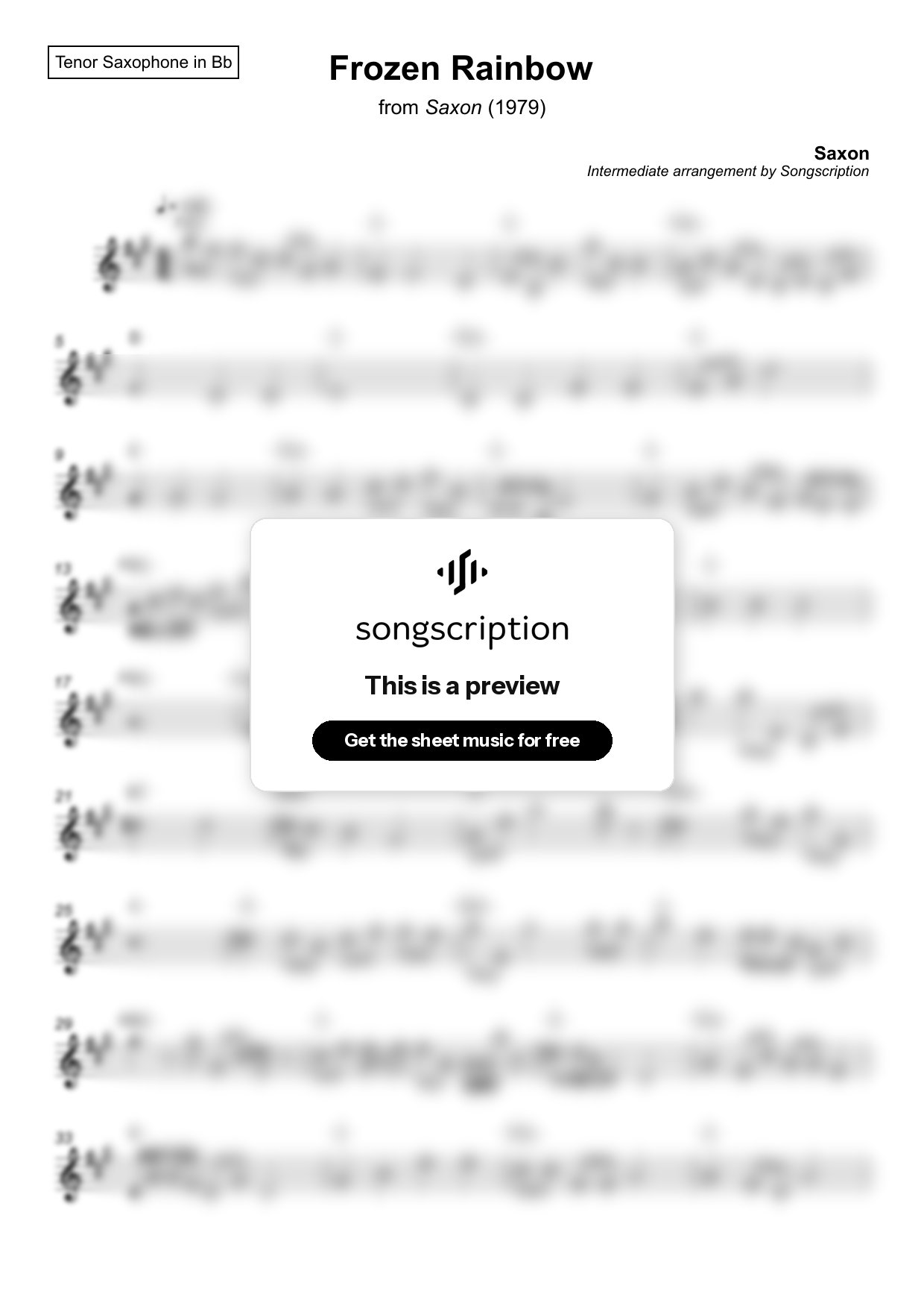 Intermediate Tenor Sax Sheet Music for "Frozen Rainbow" by Saxon