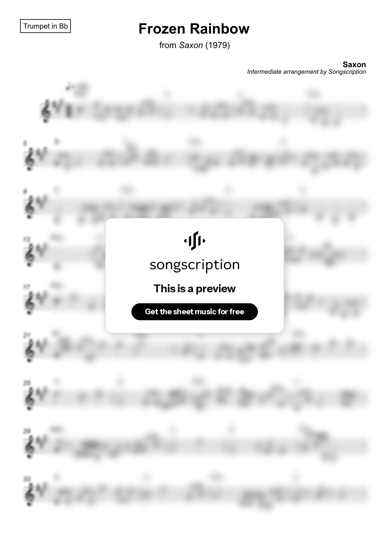 Intermediate Trumpet Sheet Music for "Frozen Rainbow" by Saxon