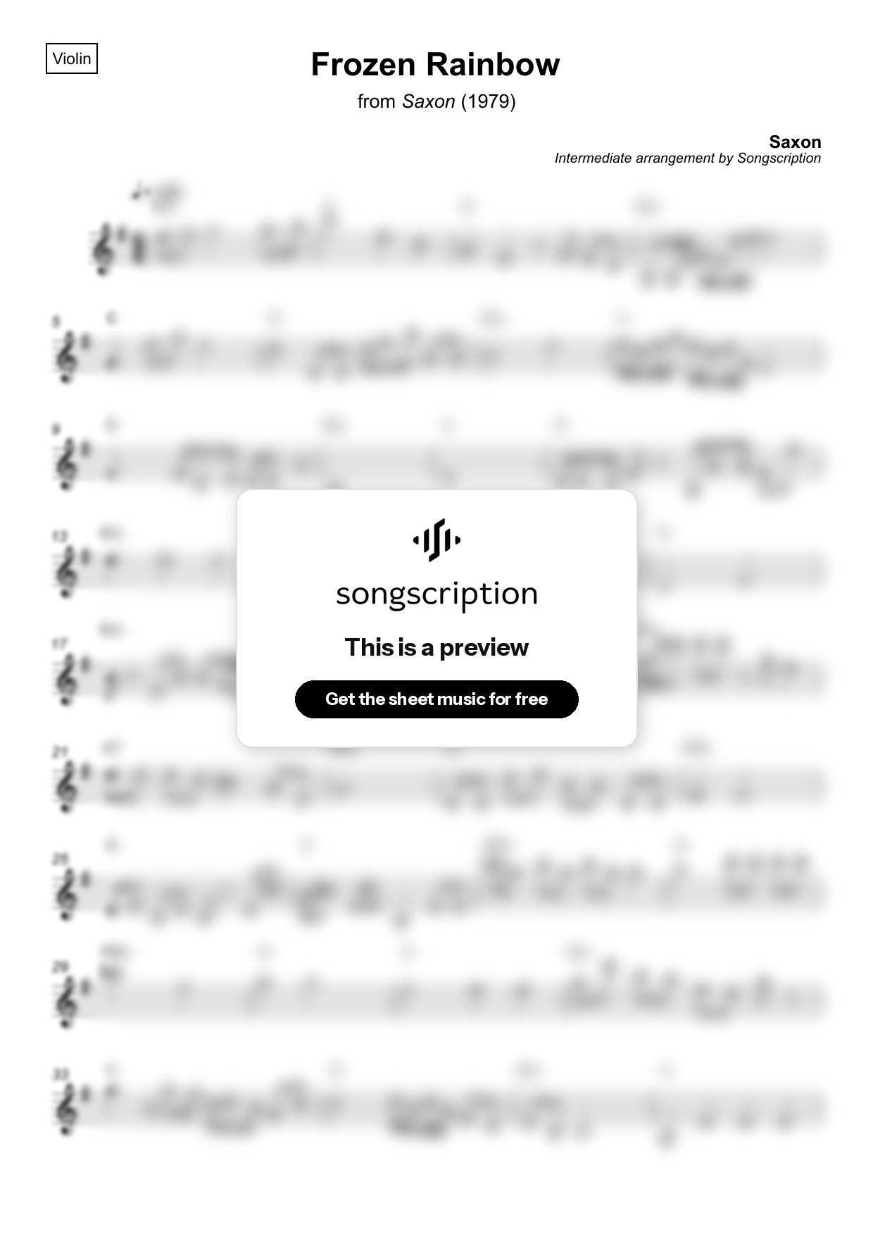 Intermediate Violin Sheet Music for "Frozen Rainbow" by Saxon