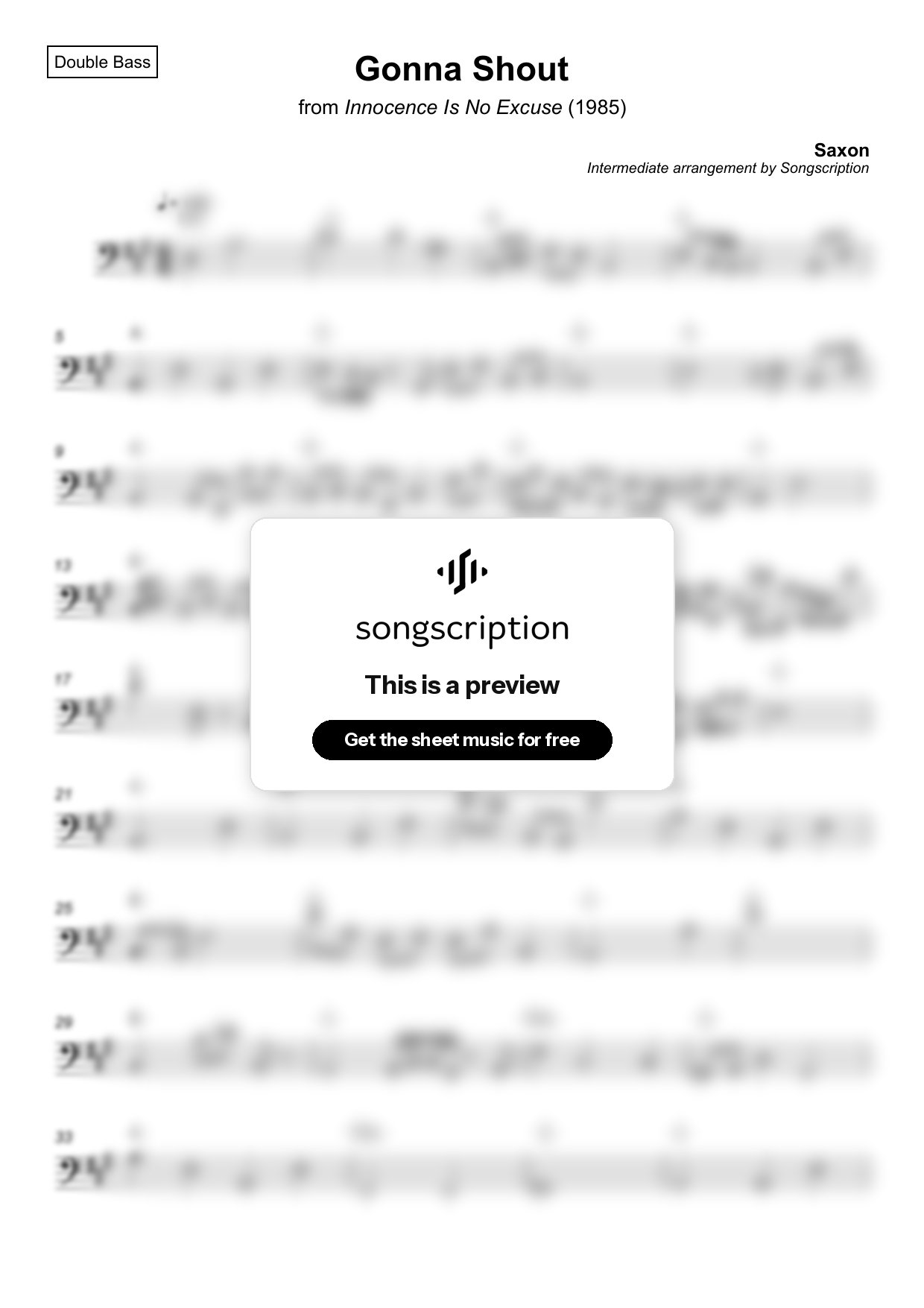 Intermediate Double Bass Sheet Music for "Gonna Shout" by Saxon