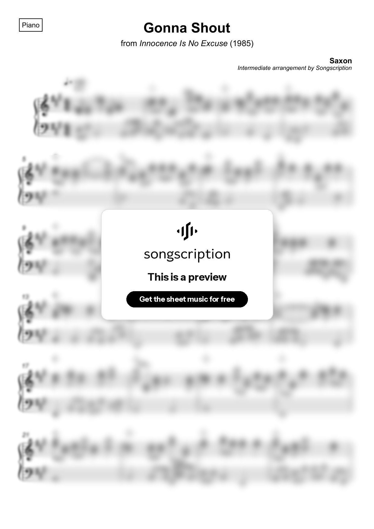 Intermediate Piano Sheet Music for "Gonna Shout" by Saxon