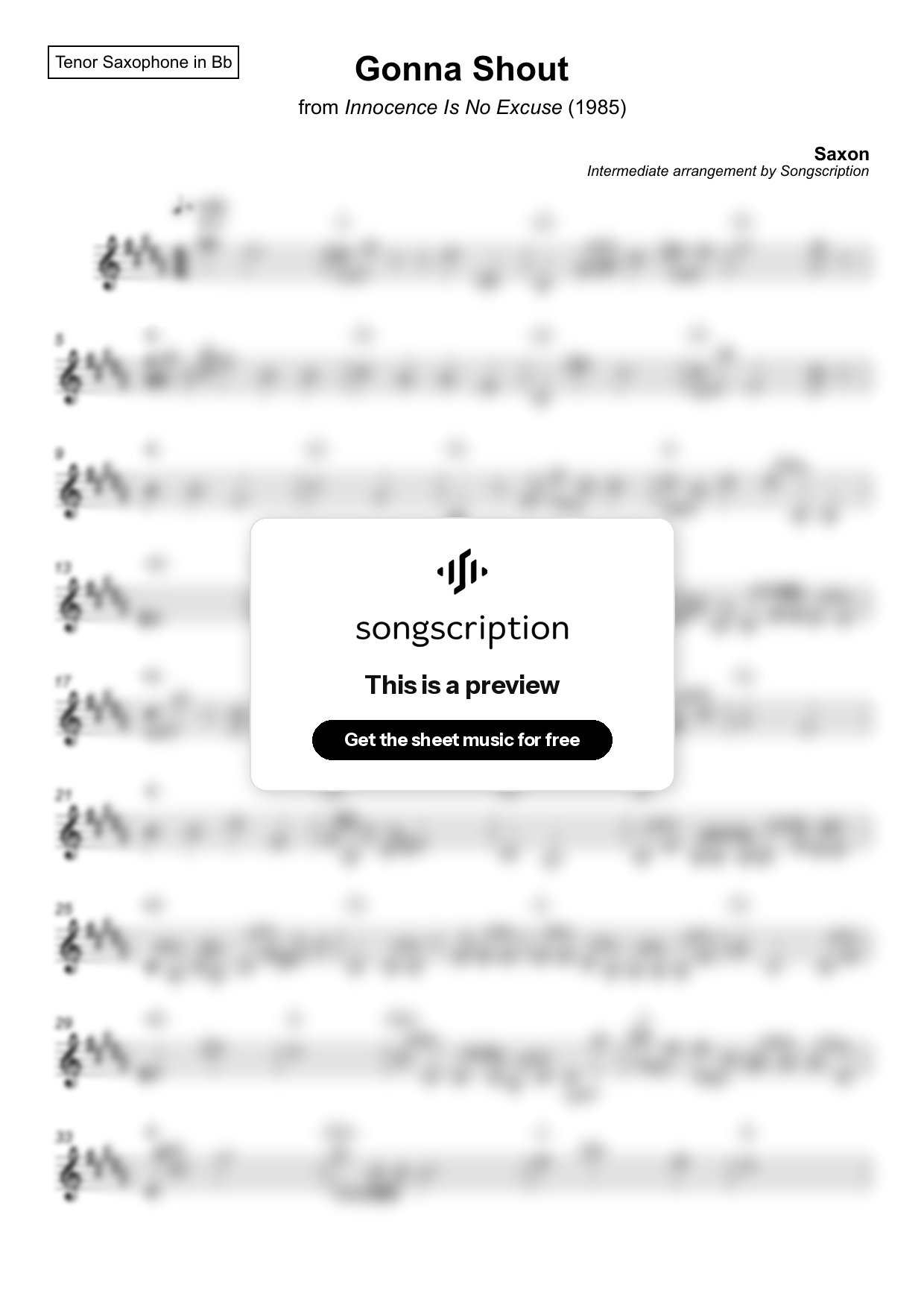 Intermediate Tenor Sax Sheet Music for "Gonna Shout" by Saxon
