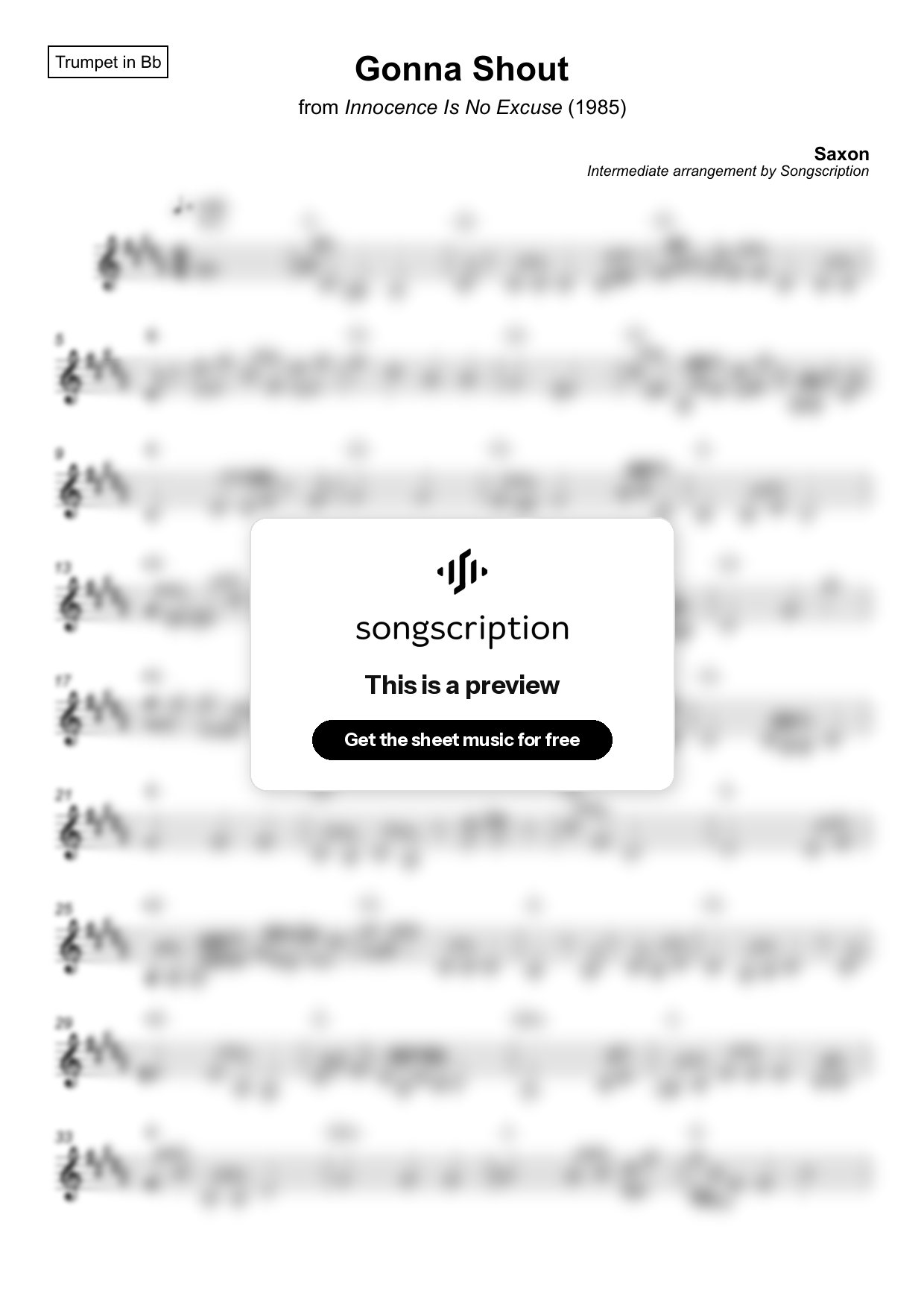 Intermediate Trumpet Sheet Music for "Gonna Shout" by Saxon