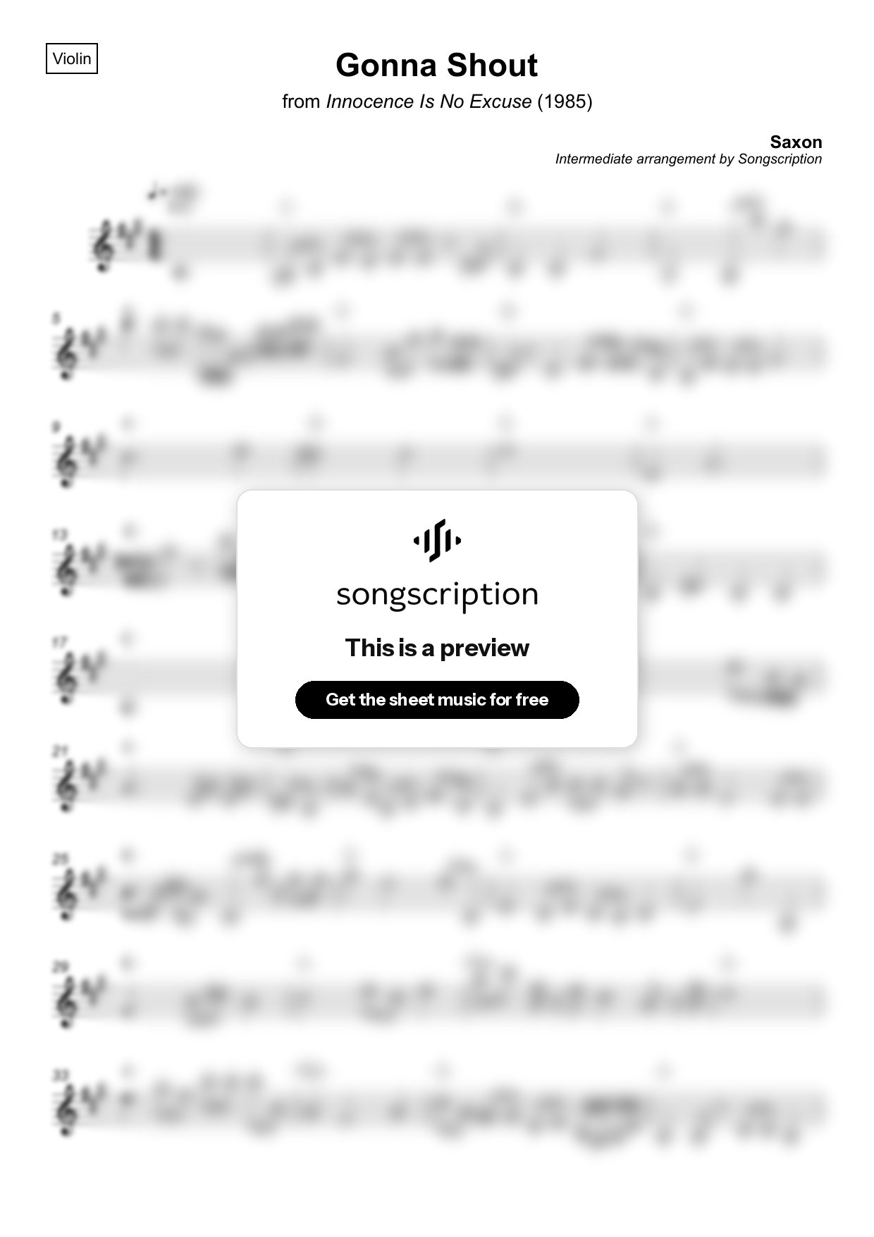 Intermediate Violin Sheet Music for "Gonna Shout" by Saxon