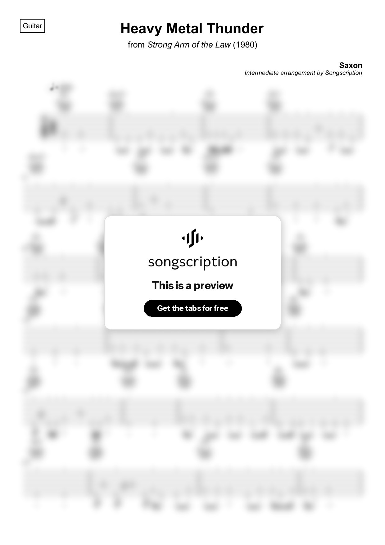 Intermediate Acoustic Guitar Tabs for "Heavy Metal Thunder" by Saxon