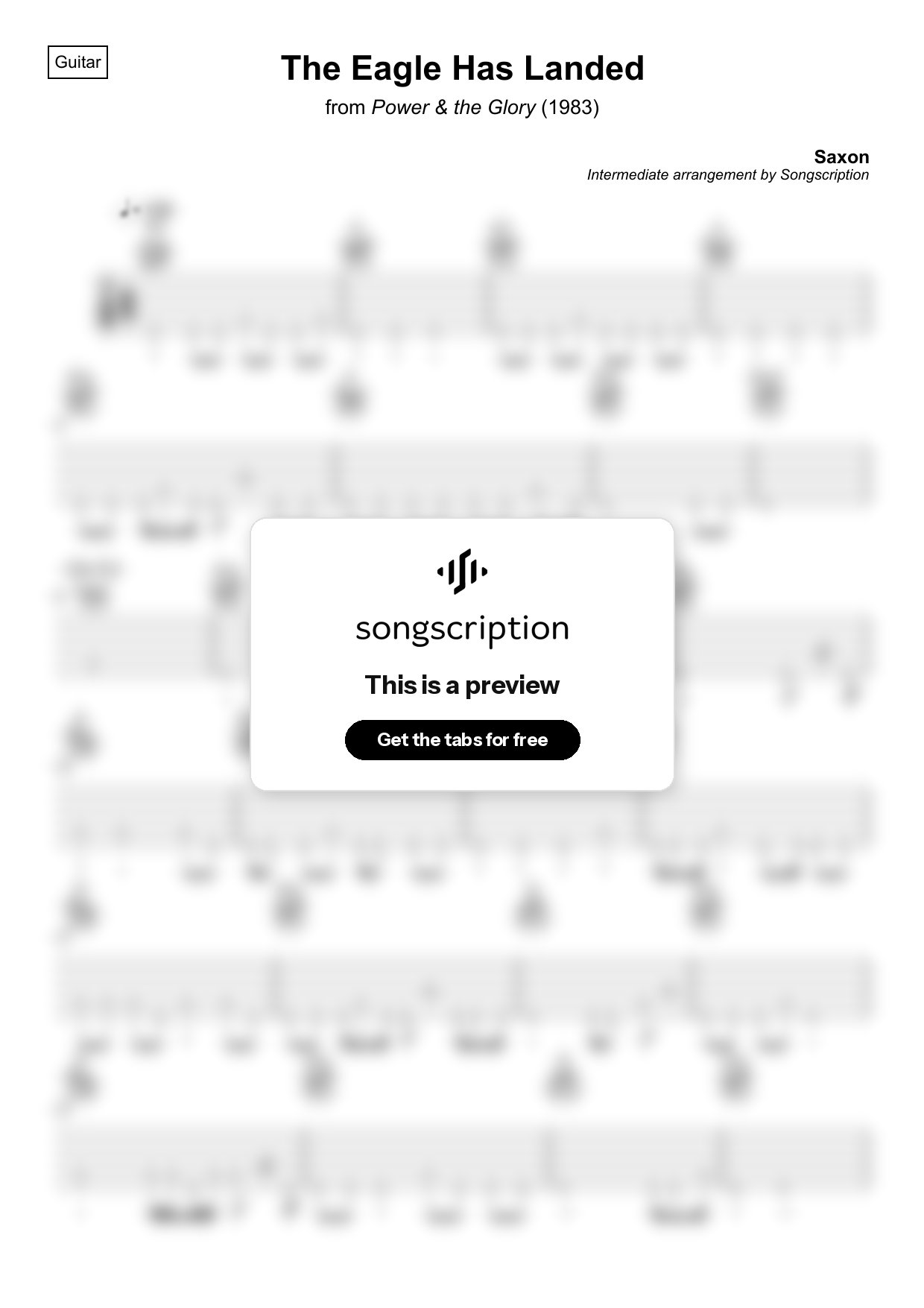 Intermediate Acoustic Guitar Tabs for "The Eagle Has Landed" by Saxon